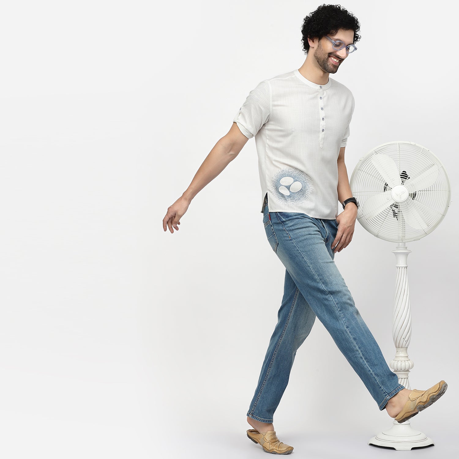 Linen Short Kurta With Nest Embroidery, men kurta ,designer kurta, Kurta design, kurta designs for men, men wear