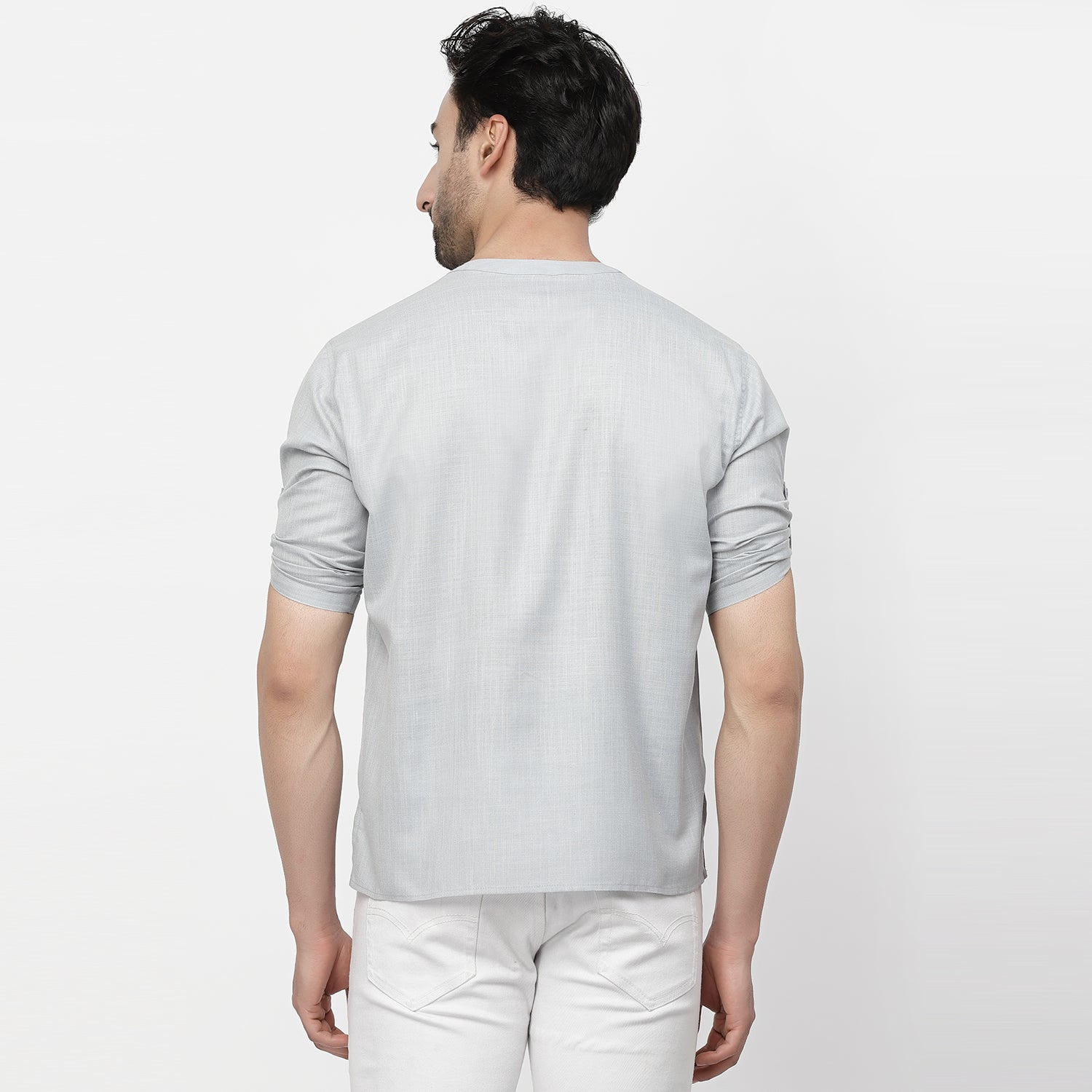 Linen Short Kurta With Tic-Tac-Toe Embroidery, men kurta ,designer kurta, Kurta design, kurta designs for men, men wear