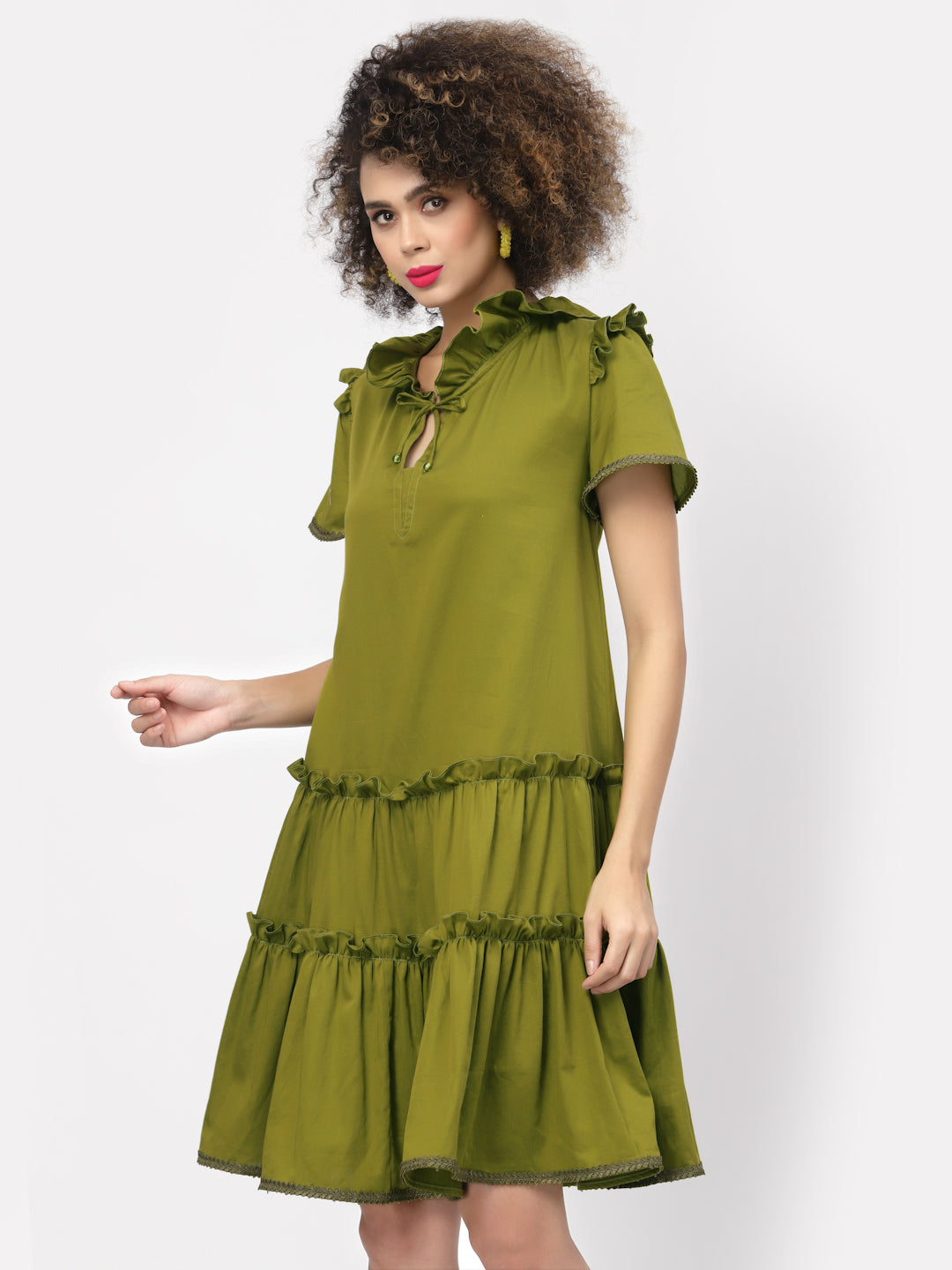 Buy Olive Tiered Dresses for Women -1