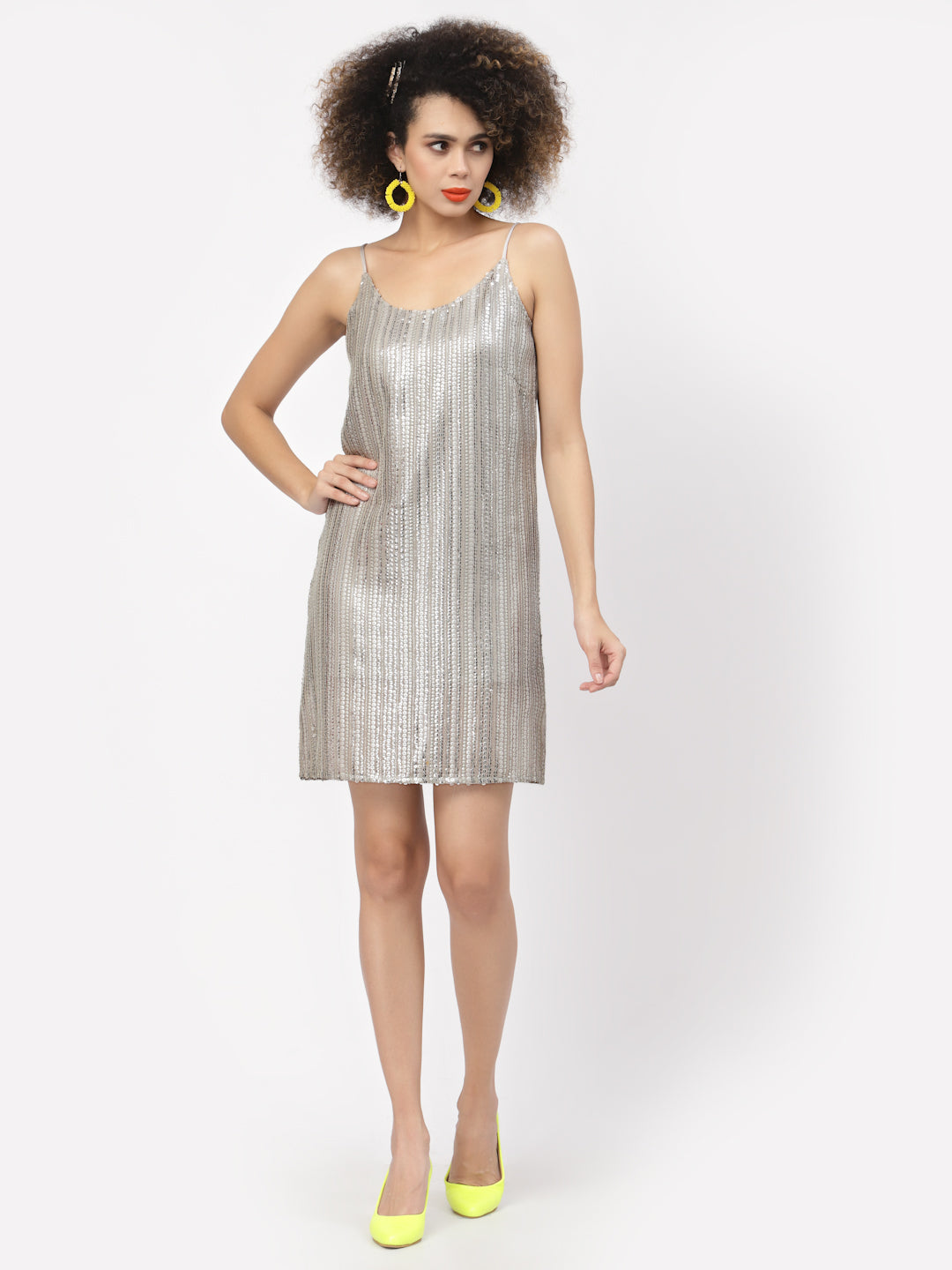 Golden Sequins Spaghetti Dress