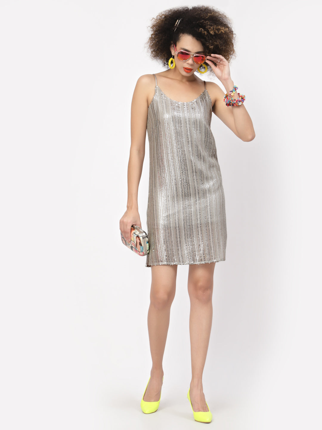 Golden Sequins Spaghetti Dress