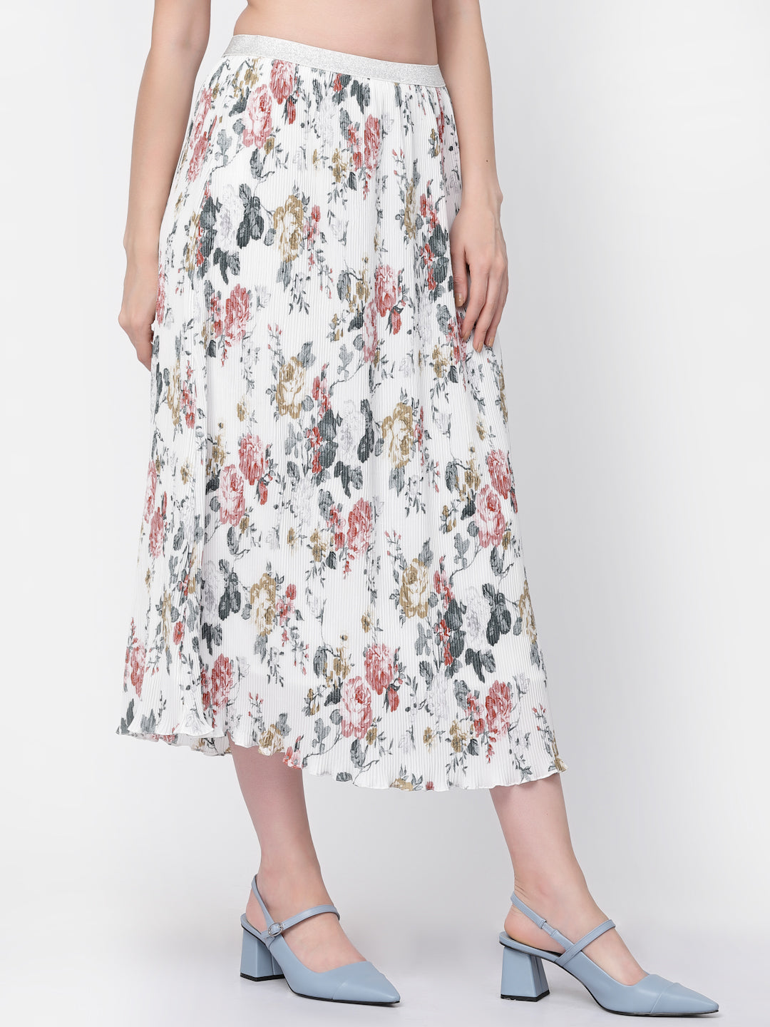 Floral Pleated Skirt