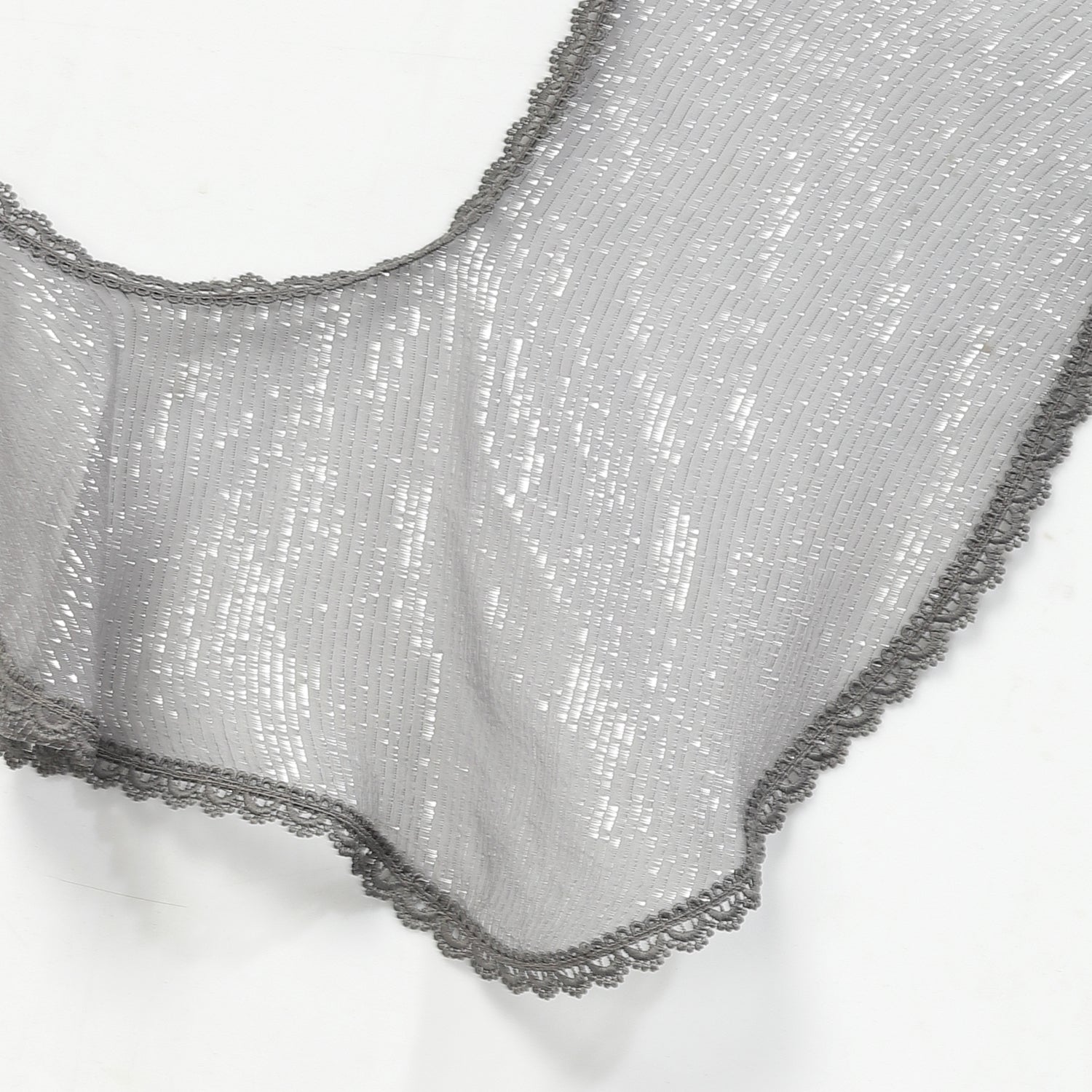 Grey Lurex Dupatta With Lace
