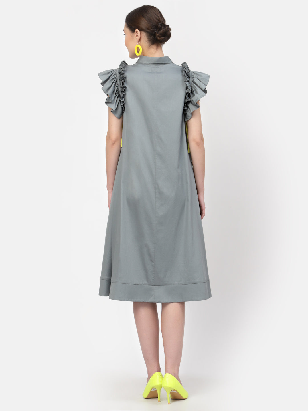 Grey Dress With Silver Butterfly Embroidery