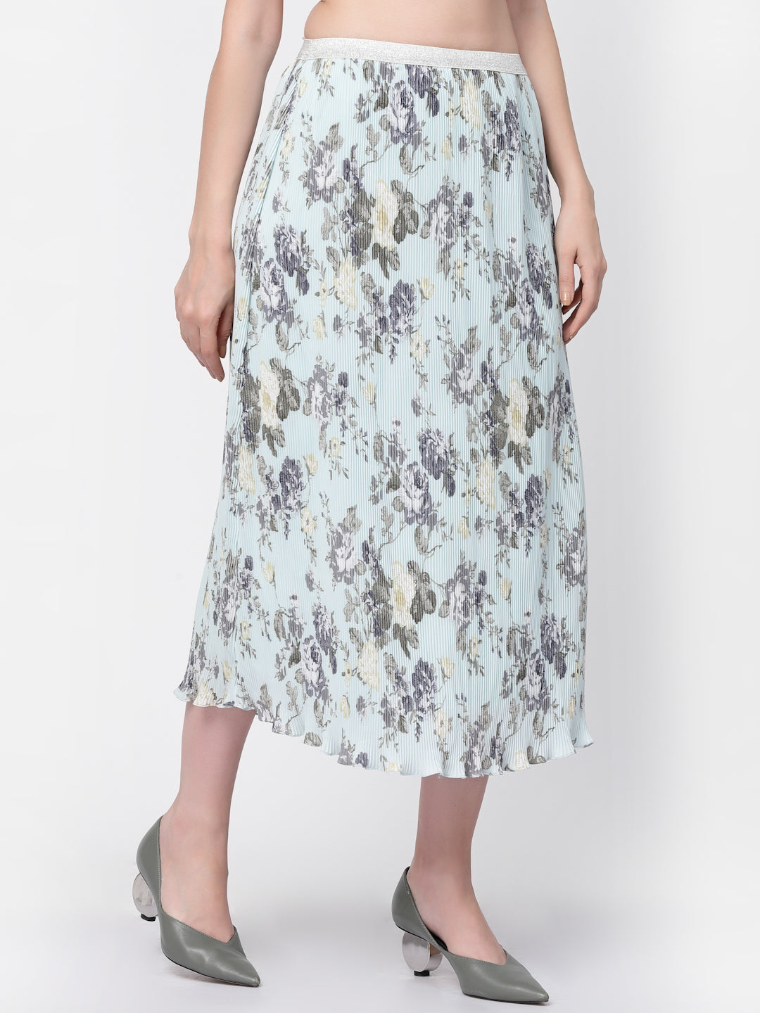 Floral Pleated Skirt