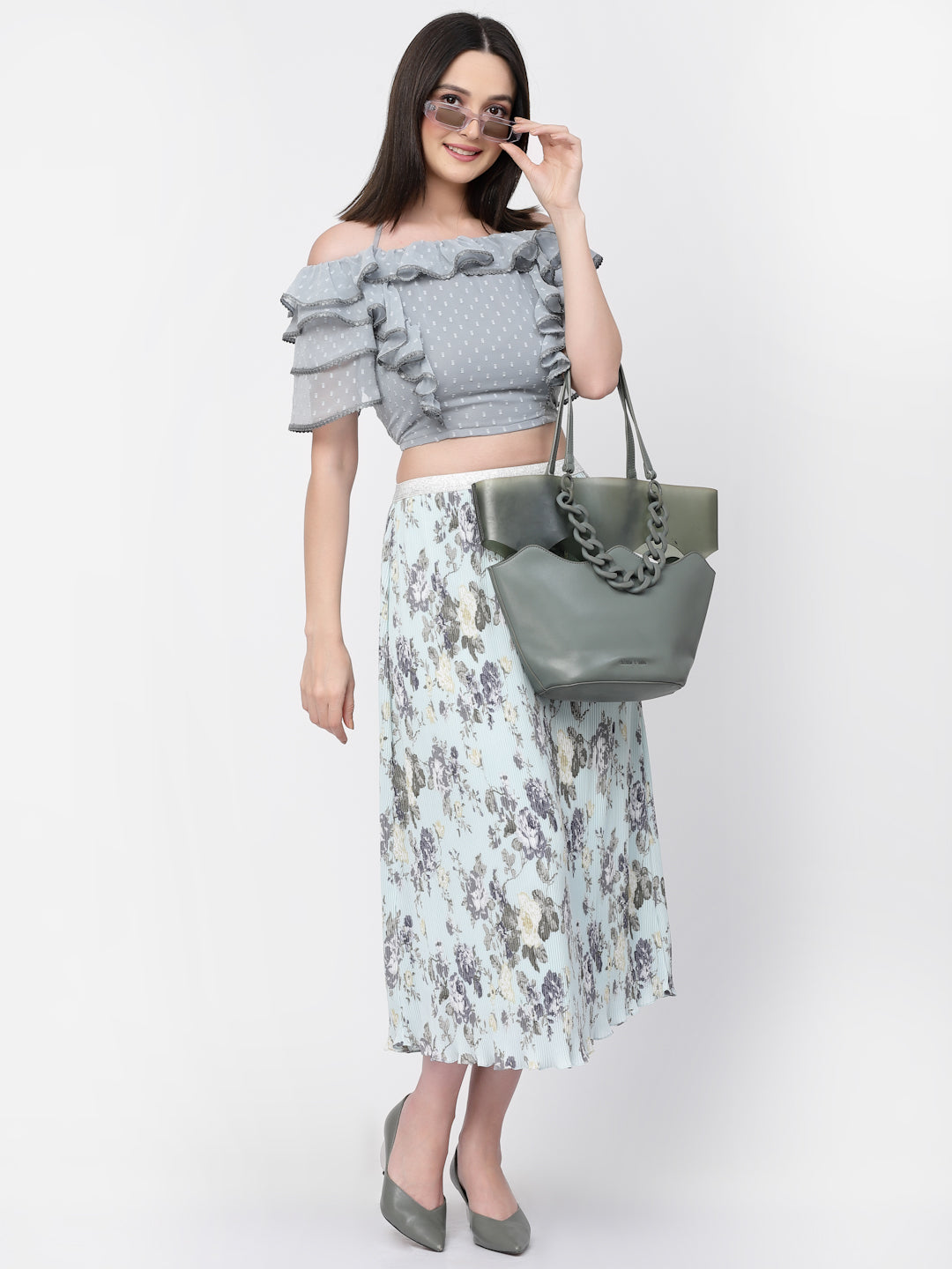 Floral Pleated Skirt