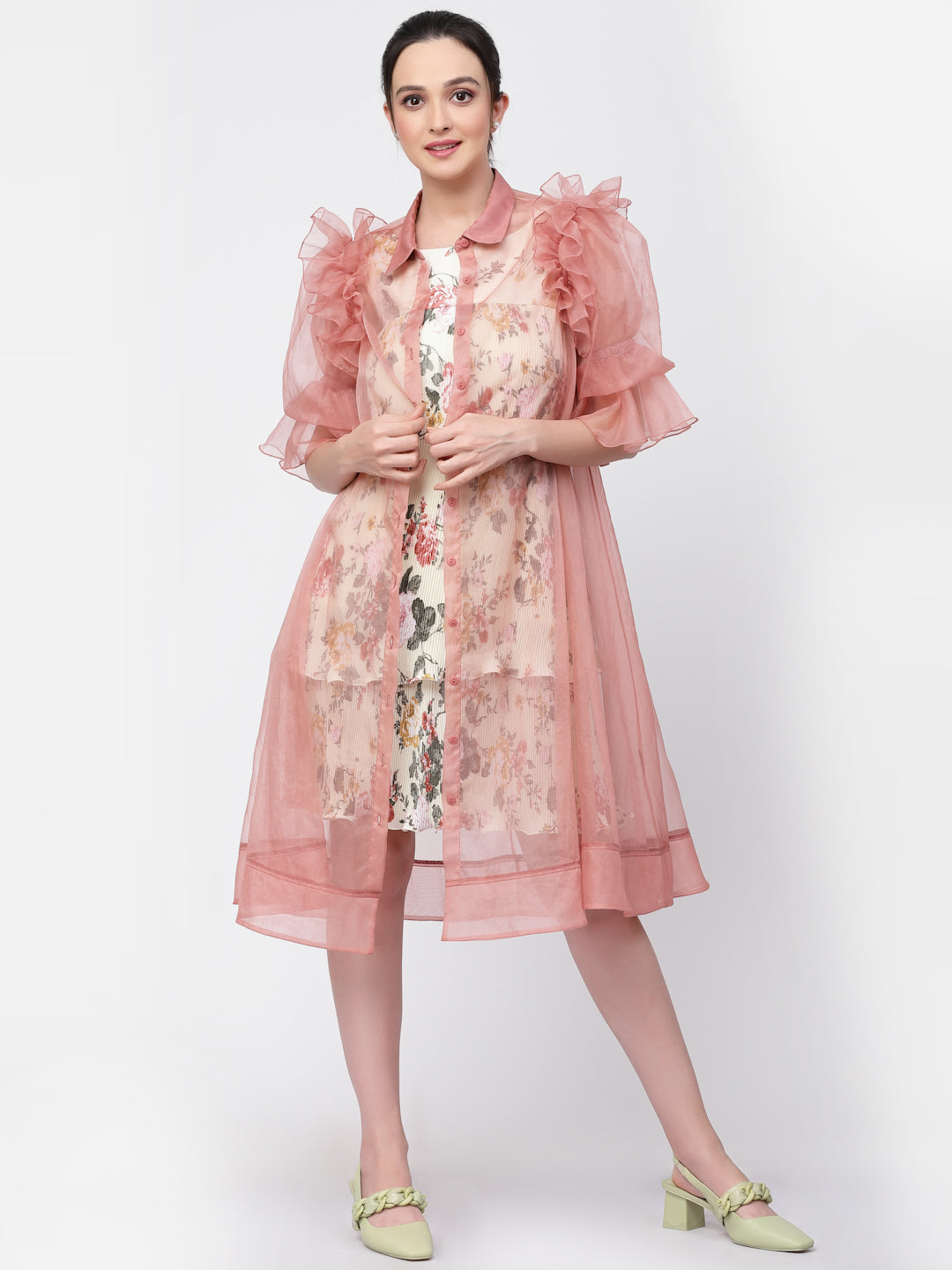 Organza Jacket With Puff Sleeves