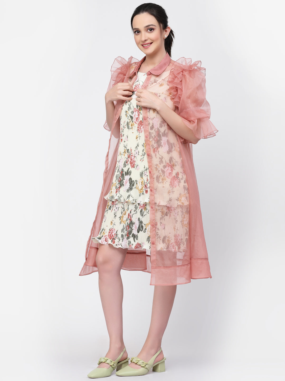 Organza Jacket With Puff Sleeves