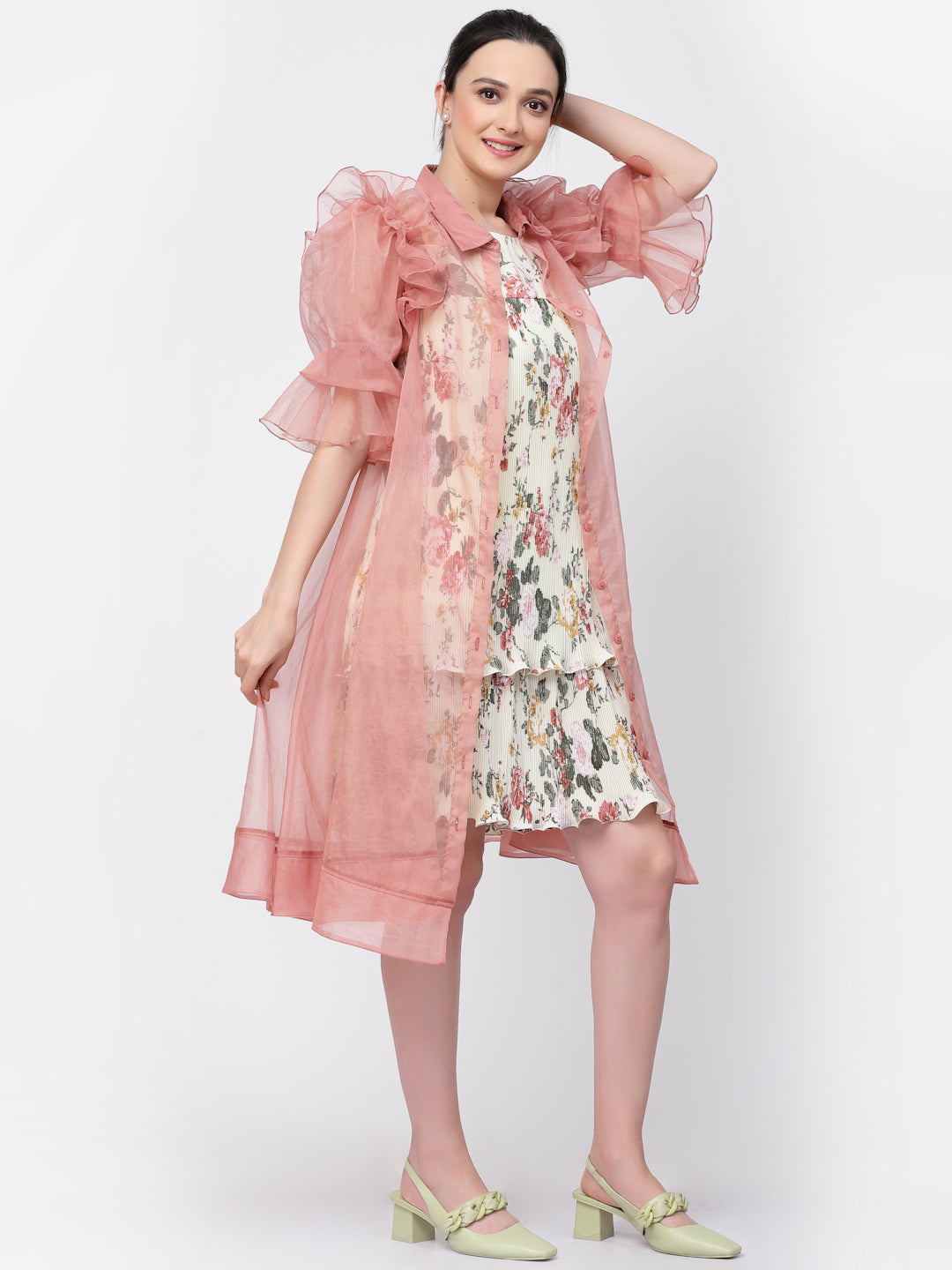 Organza Jacket With Puff Sleeves