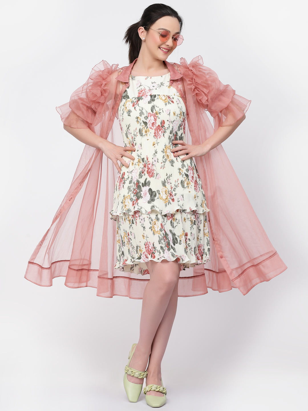 Organza Jacket With Puff Sleeves