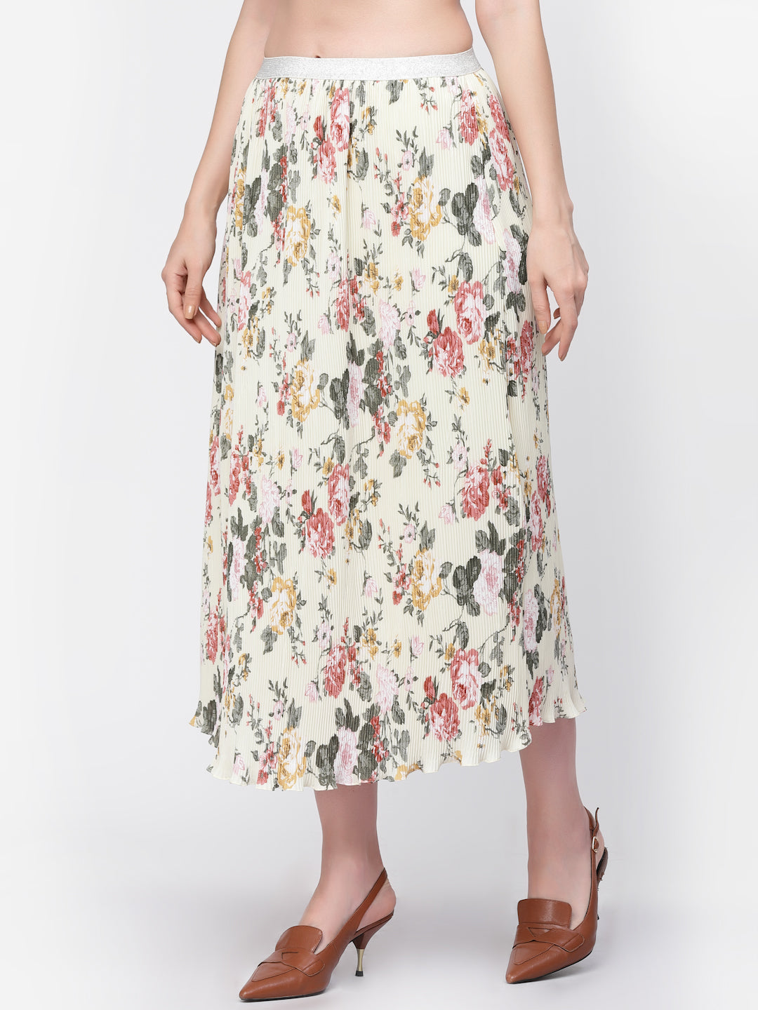 Floral Pleated Skirt