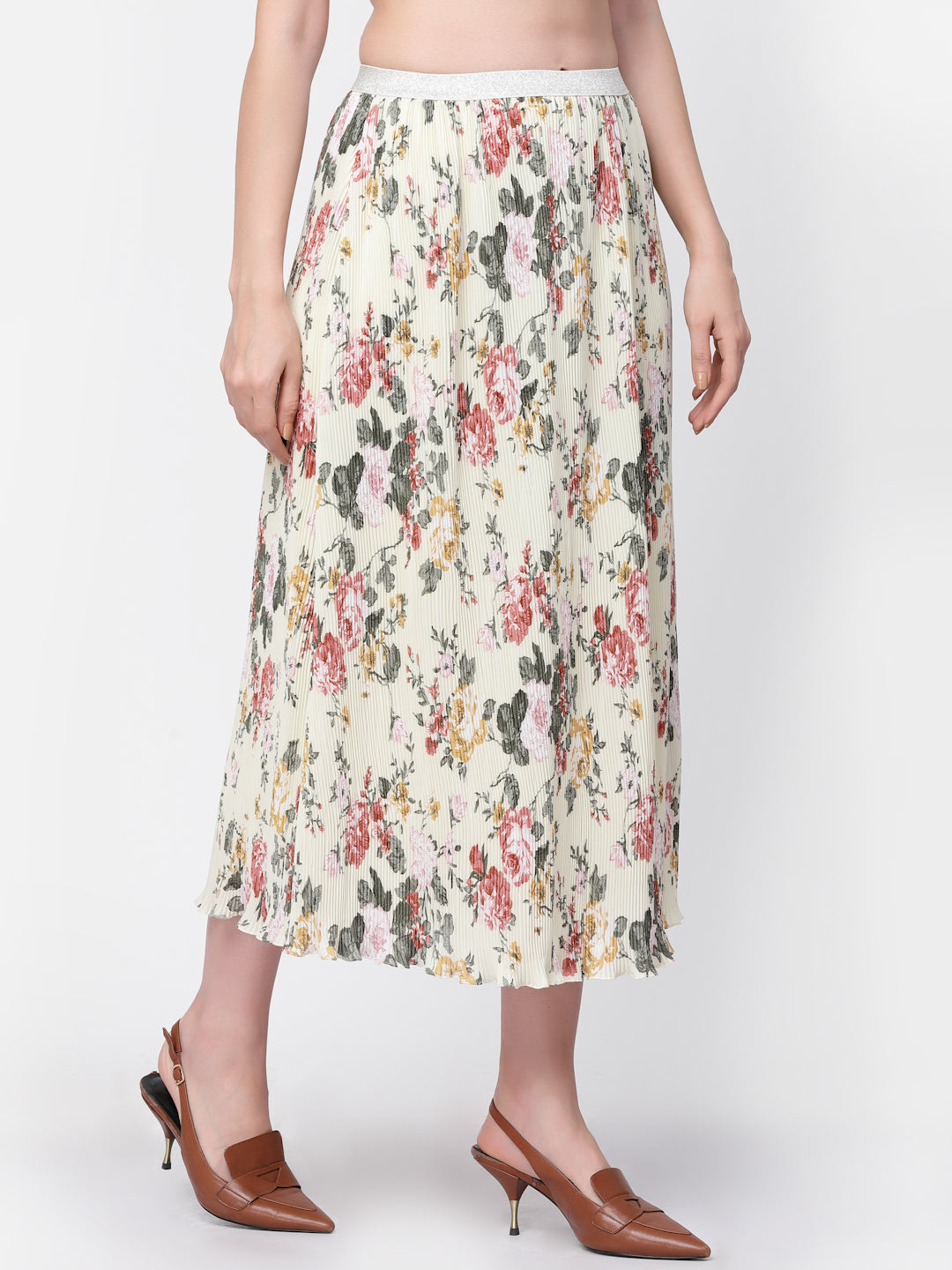 Floral Pleated Skirt