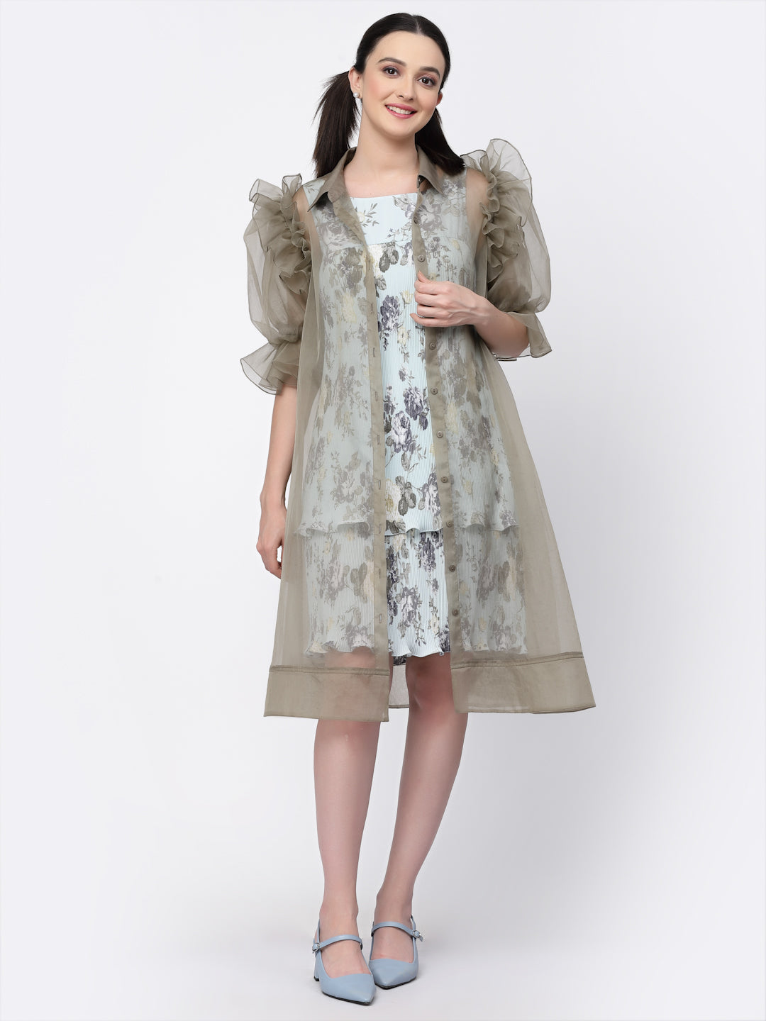 Organza Jacket With Puff Sleeves