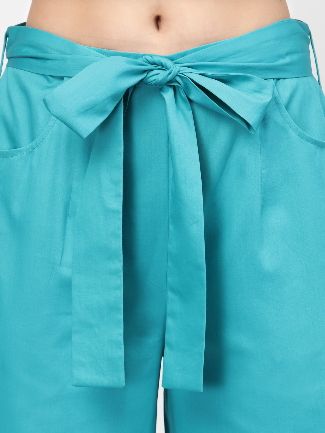 Turquoise Plazzo With Open Slit