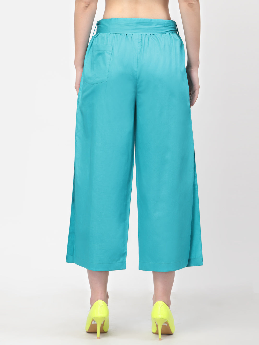 Turquoise Plazzo With Open Slit