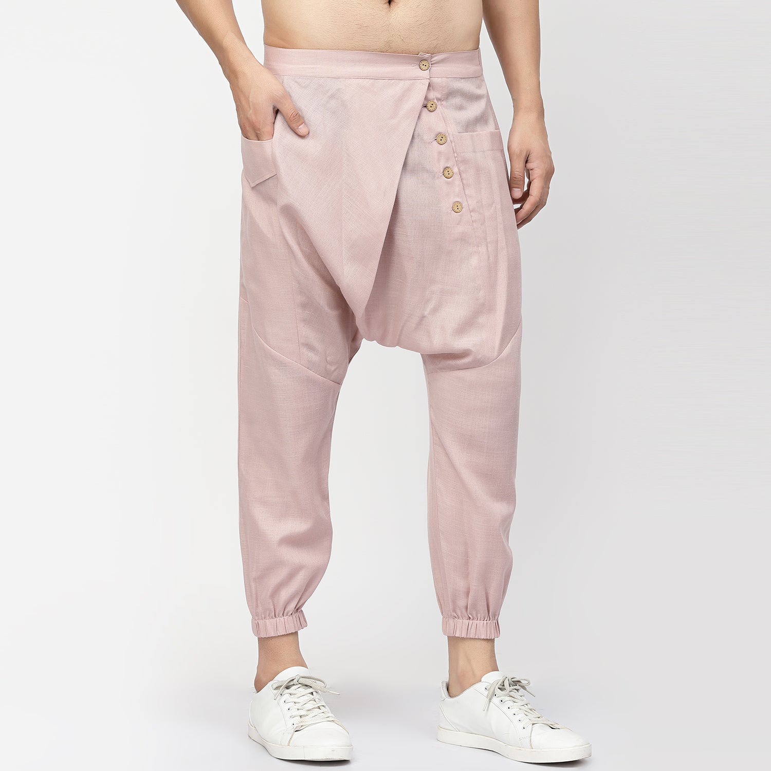 Pink Linen Harem Pant for Women-2