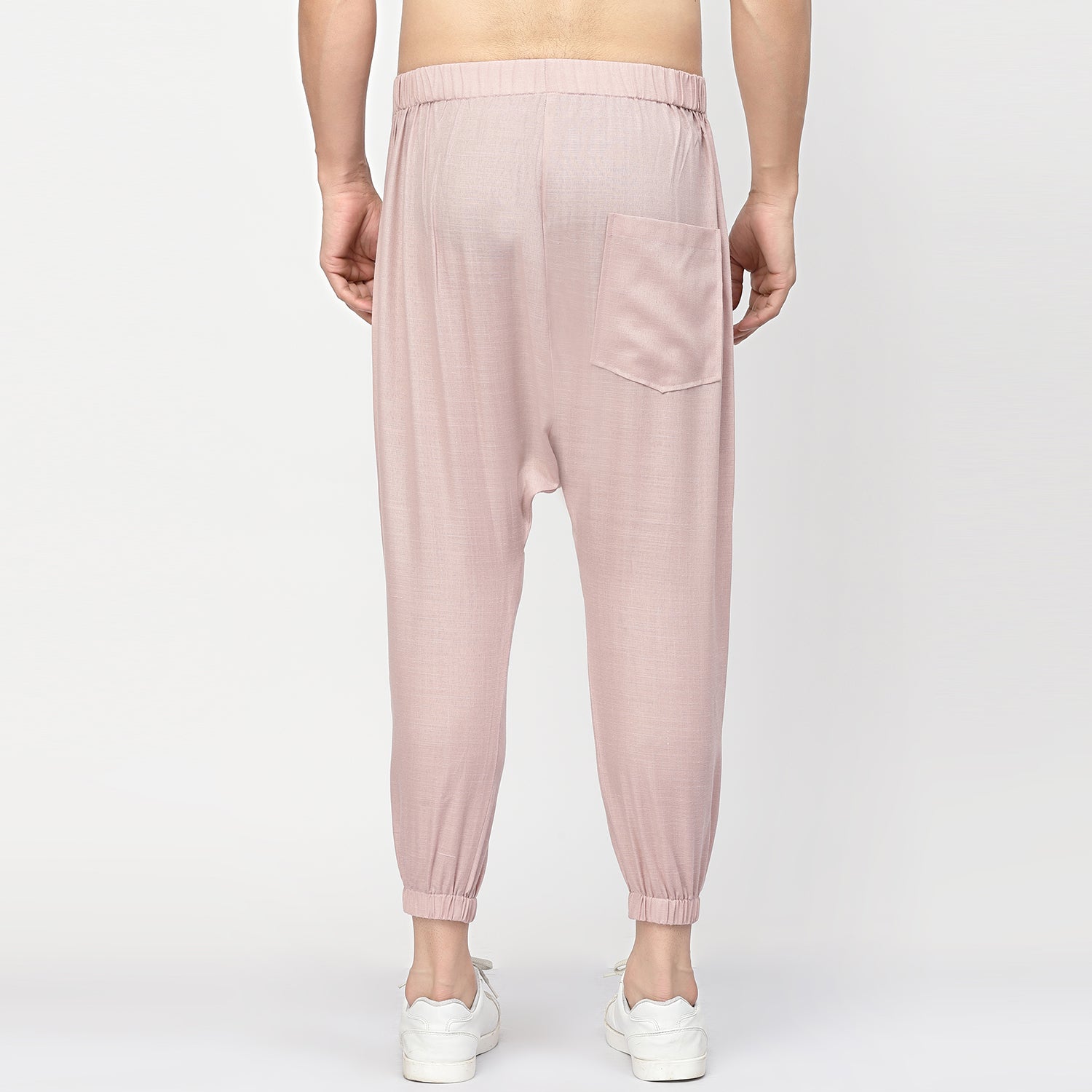 Pink Linen Harem Pant for Women-4