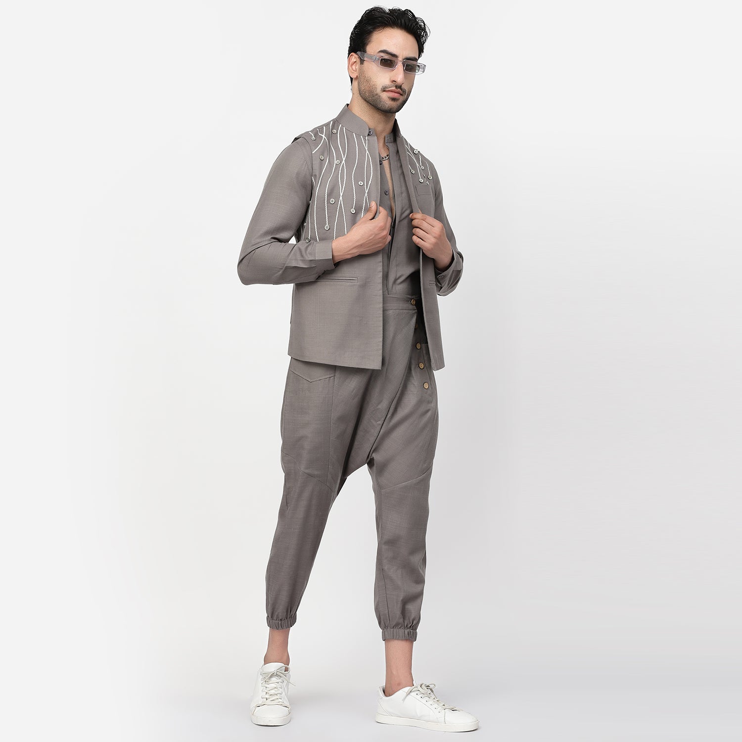 Linen Buttoned Jacket for Men-5