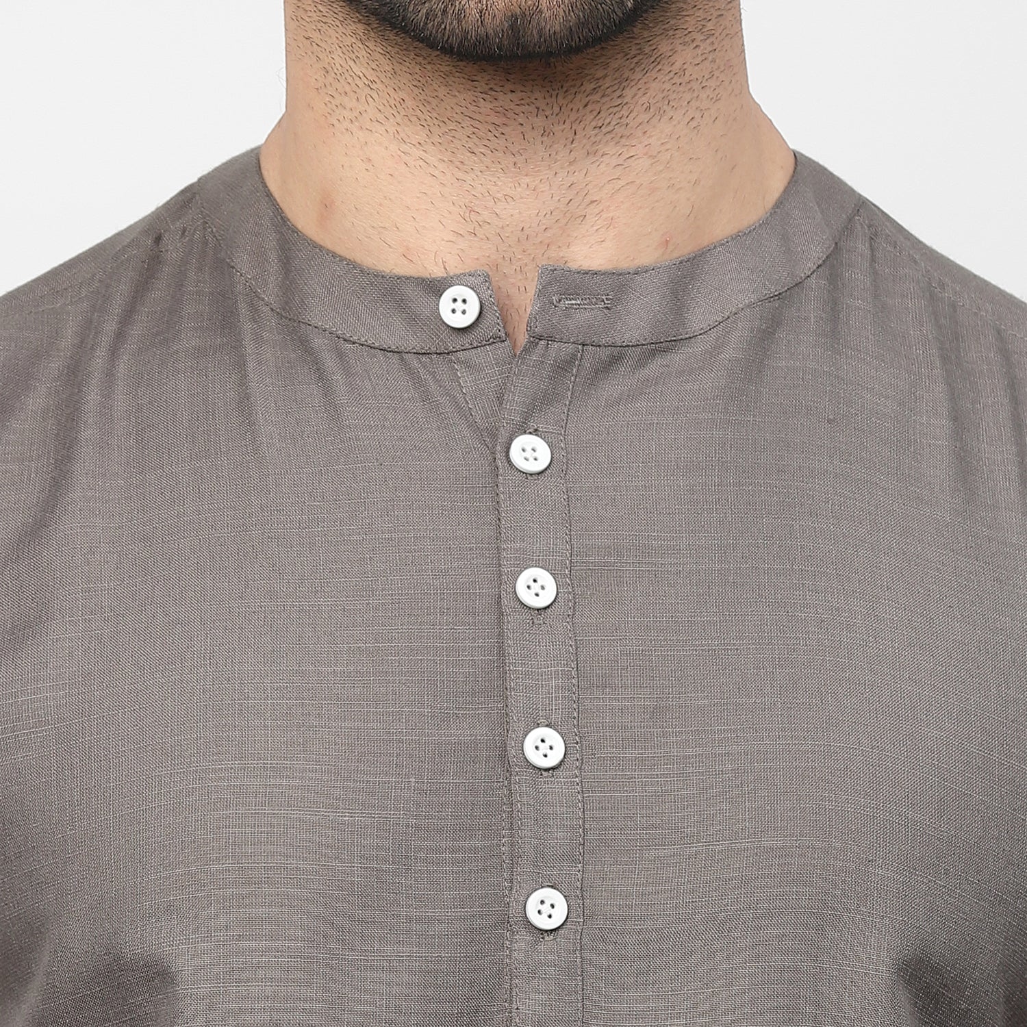 Linen Short Kurta With Nest Embroidery