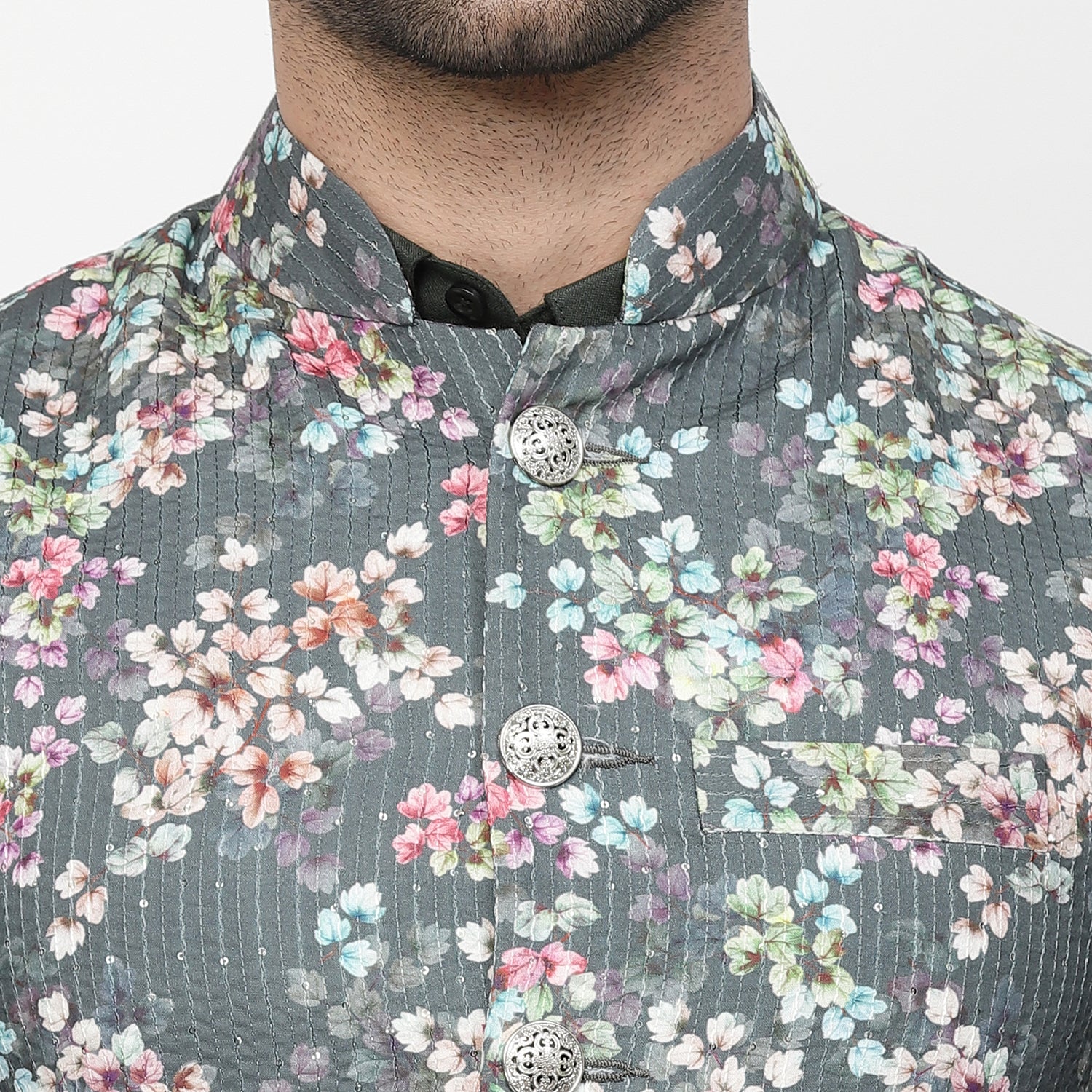 Multicolor Cotton Embroidered Jacket for Men-4