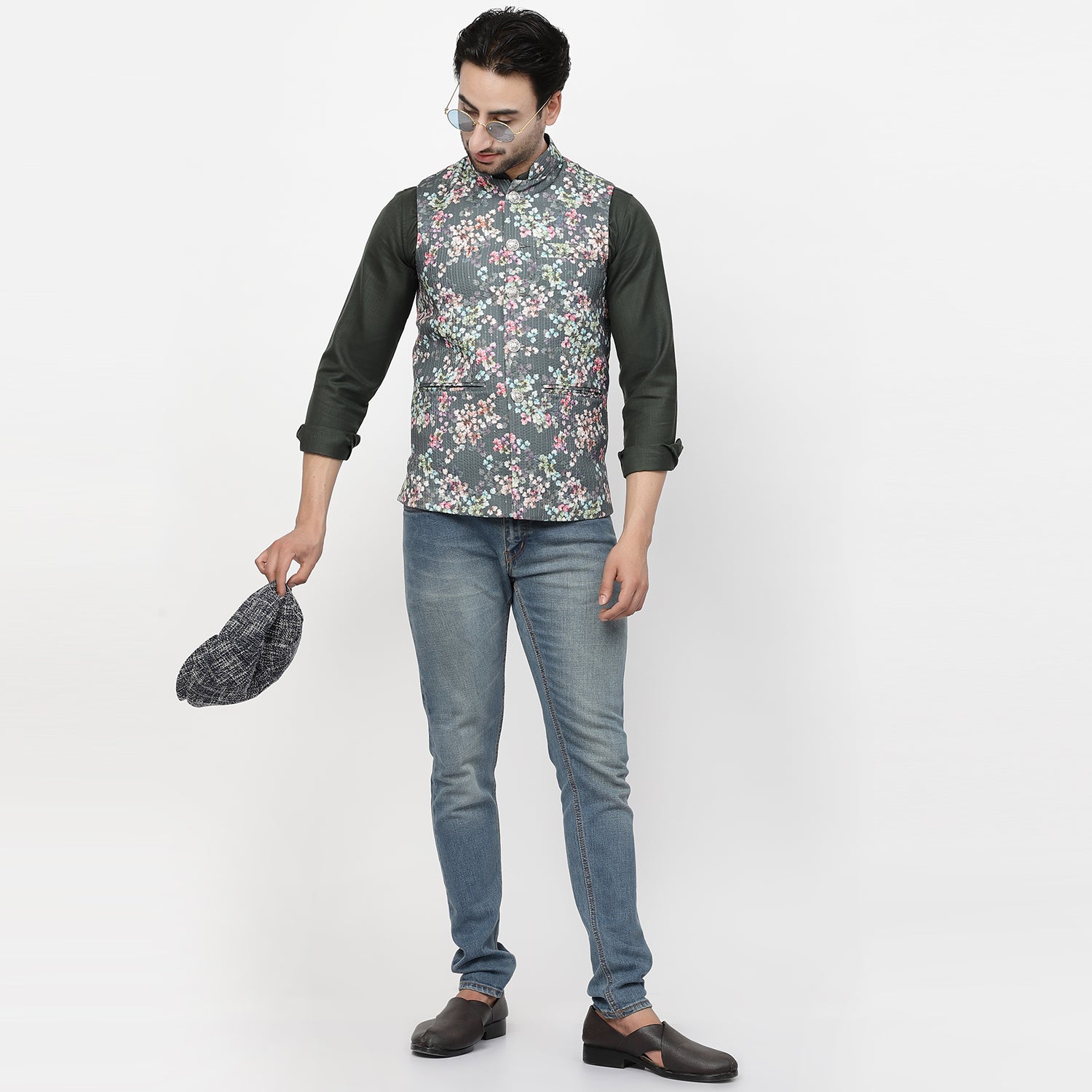 Multicolor Cotton Embroidered Jacket for Men-5