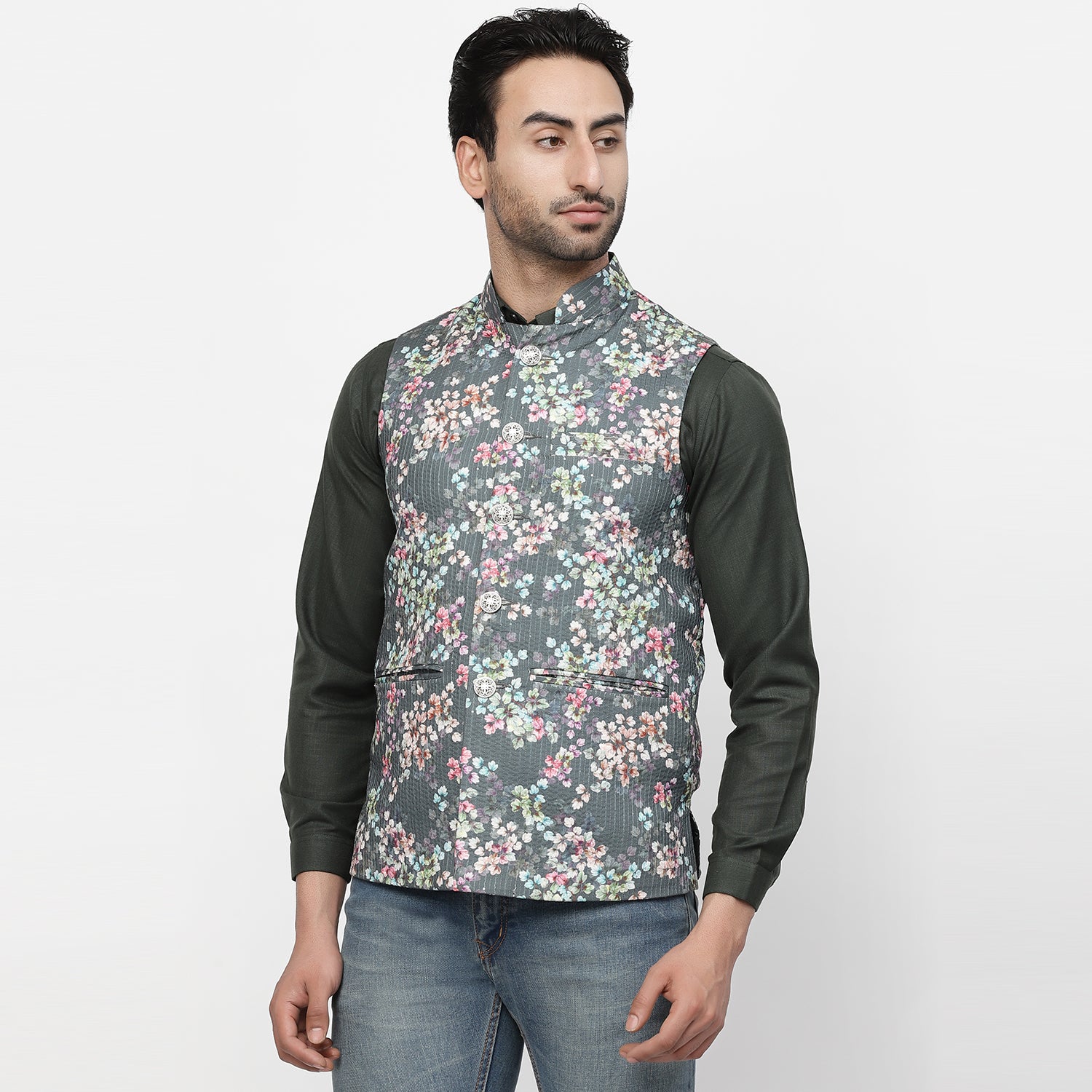 Multicolor Cotton Embroidered Jacket for Men-1
