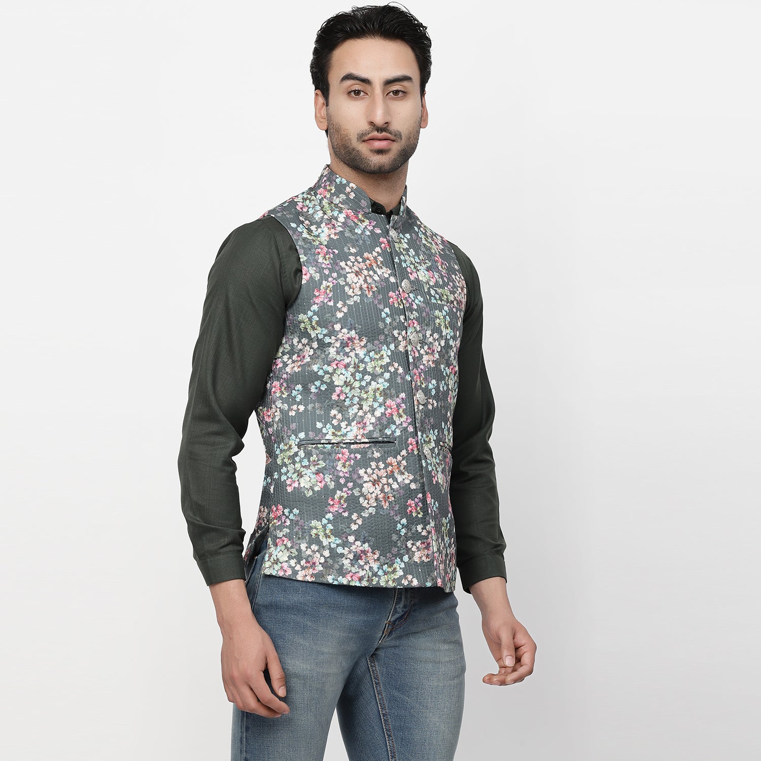 Multicolor Cotton Embroidered Jacket for Men-2