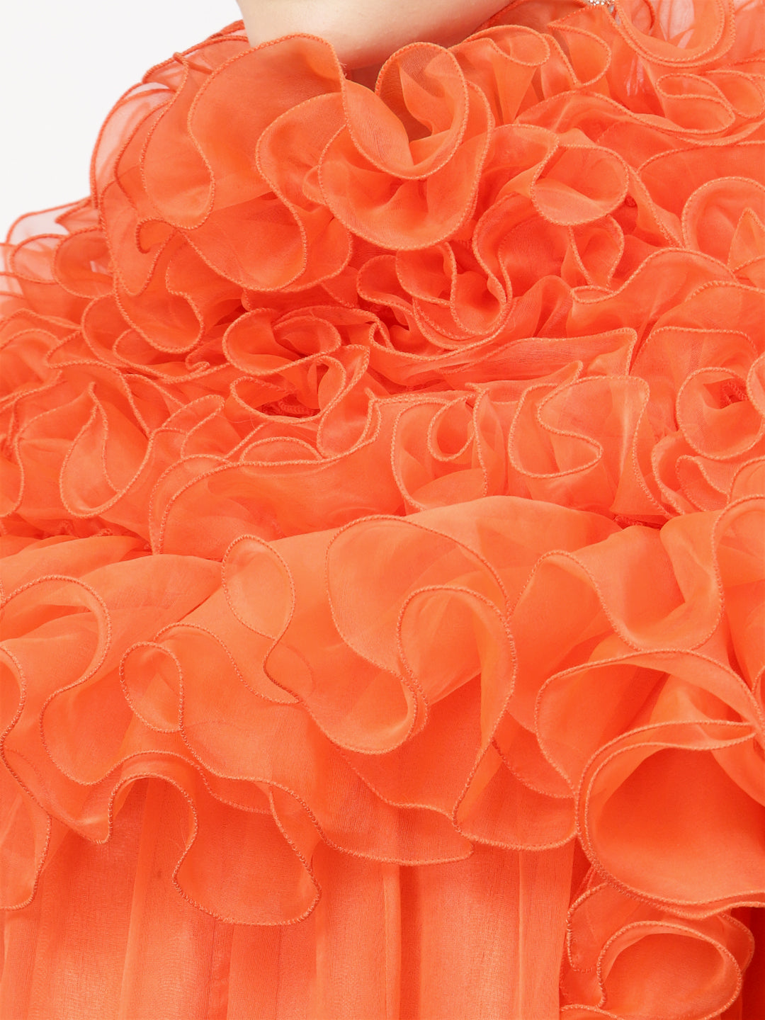 Neon Orange Organza Dresses for Women-4
