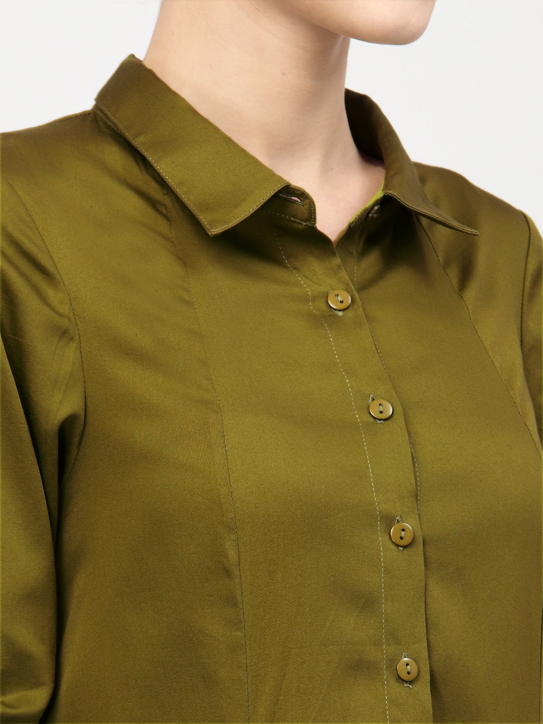 Buy Olive Cotton Drape Dresses for Female-4