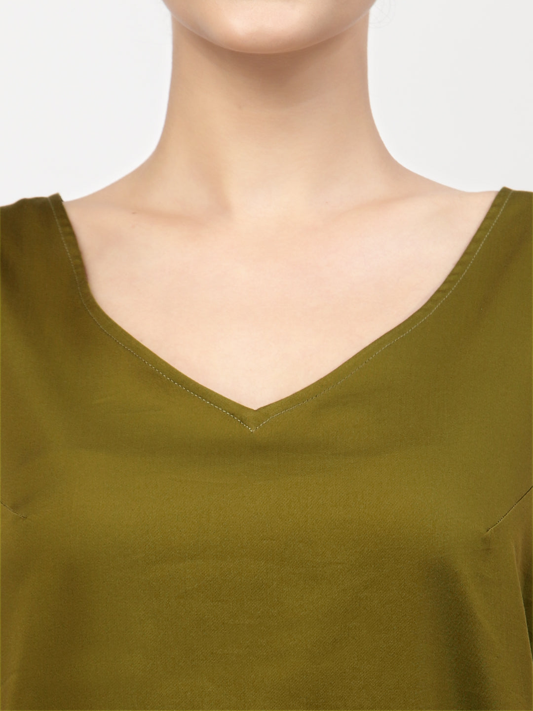 Buy Olive Cotton Drape Dresses for Female-3