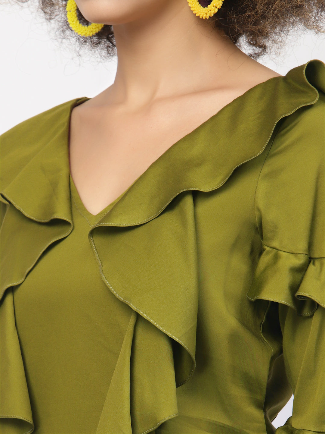 Buy Olive Cotton Dress for Women-3