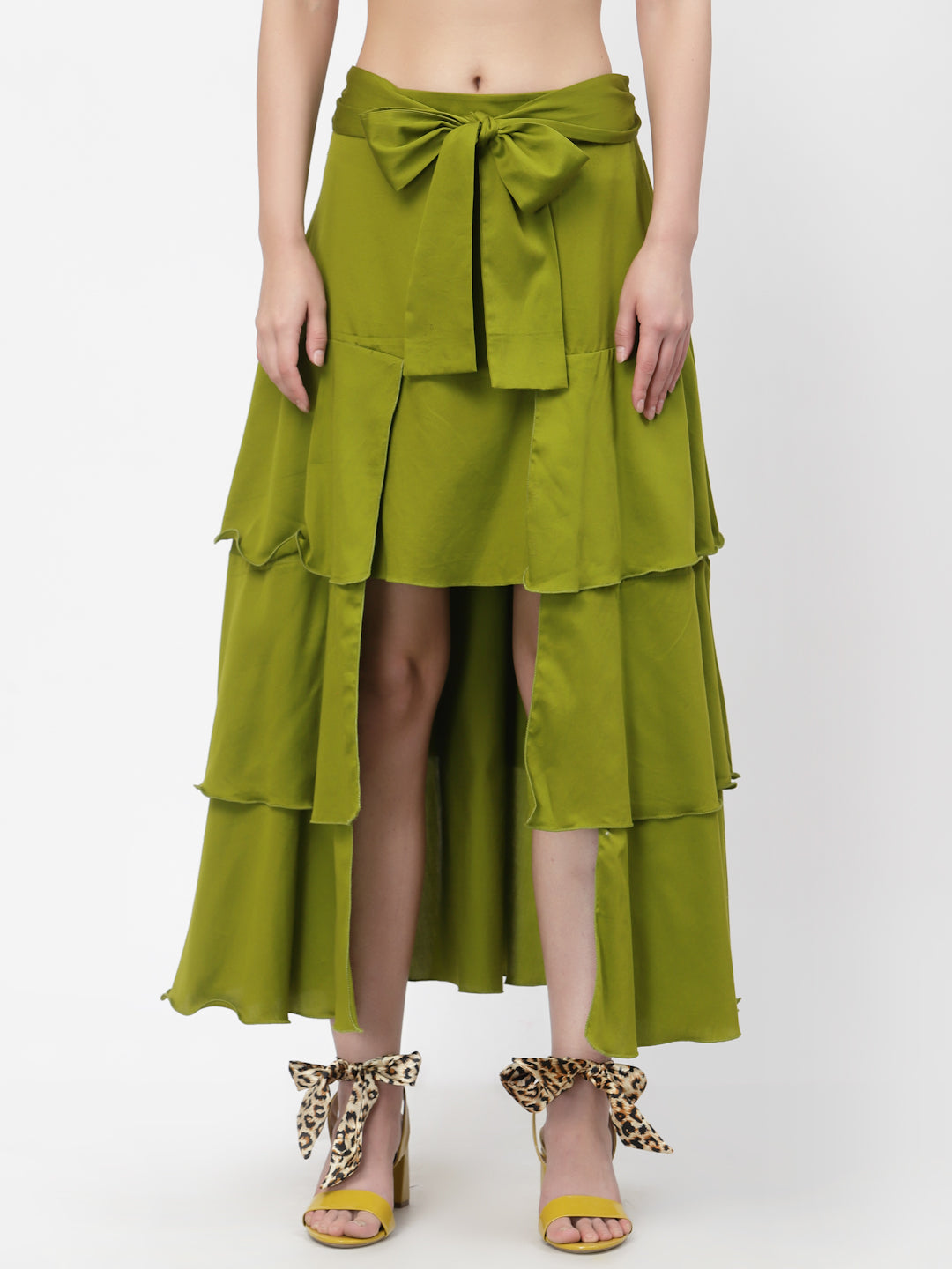 Buy Olive Layered Skirt for Women