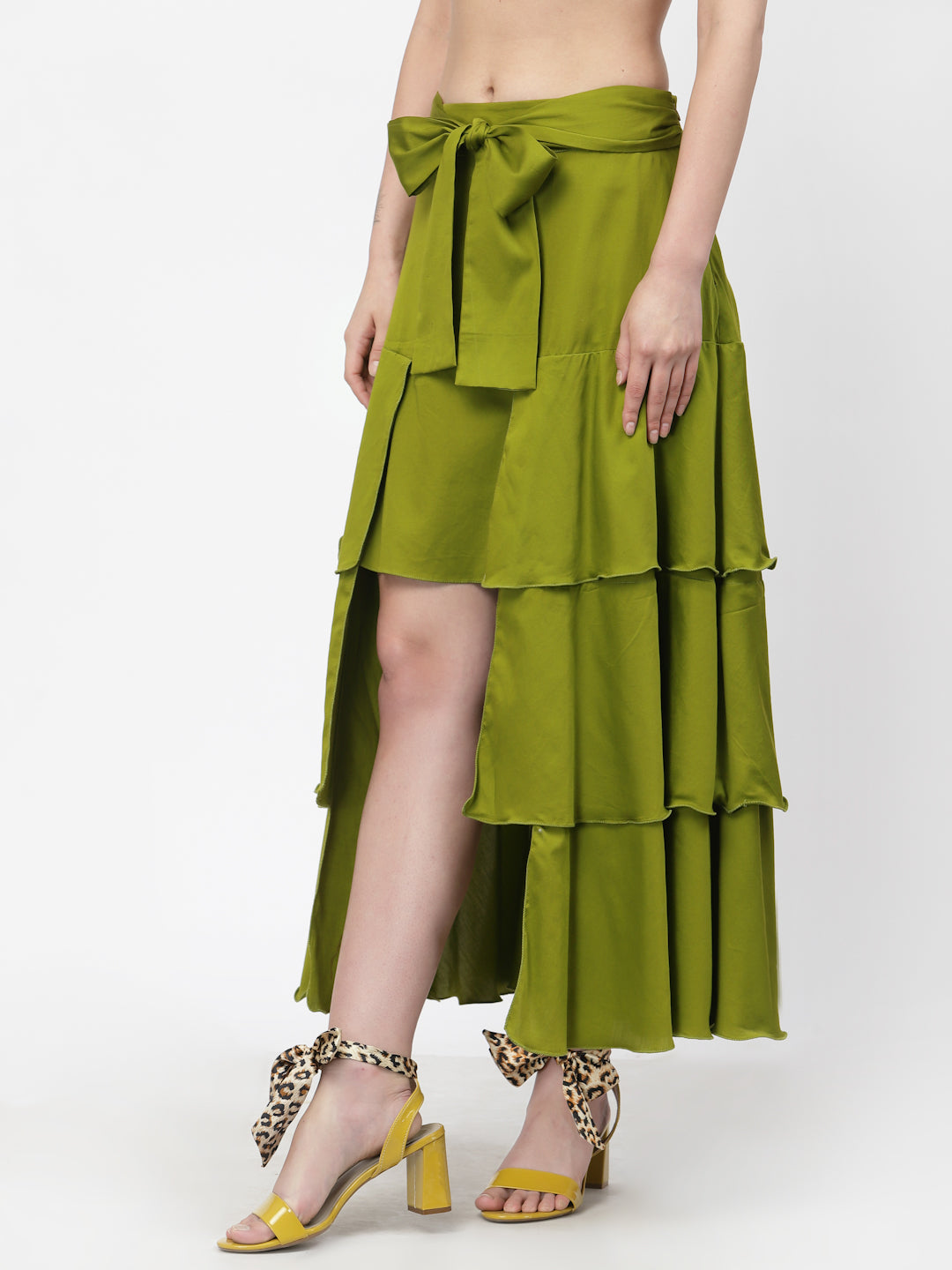 Buy Olive Layered Skirt for Women-1