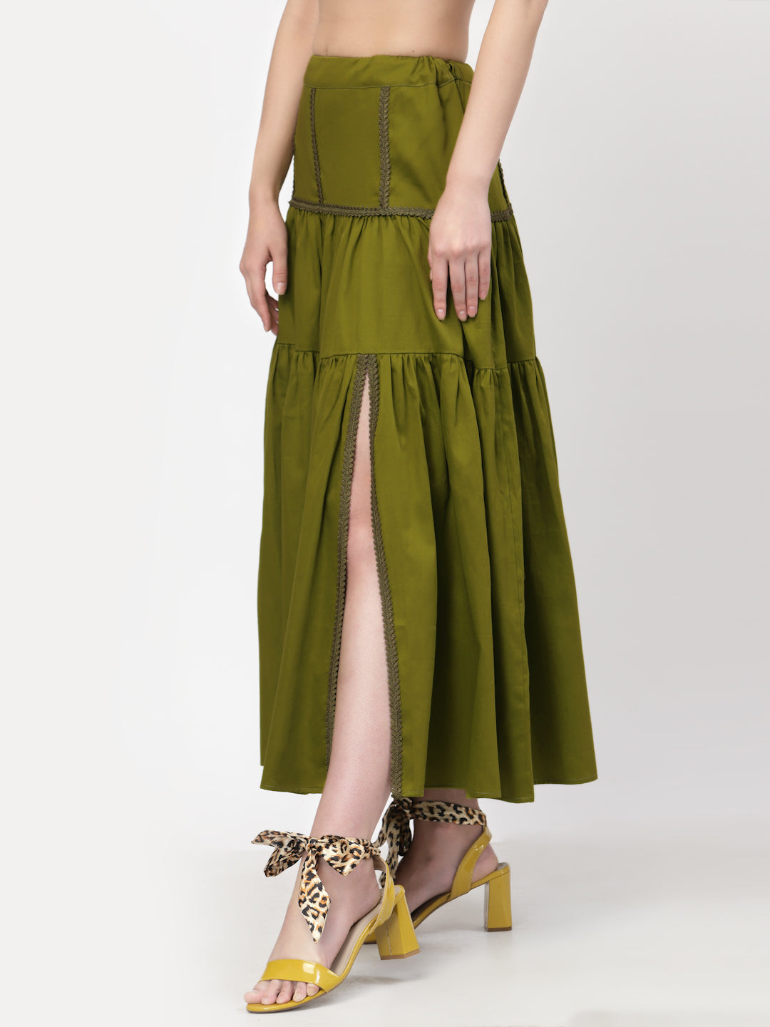 Buy Olive Long Skirt for Women-1