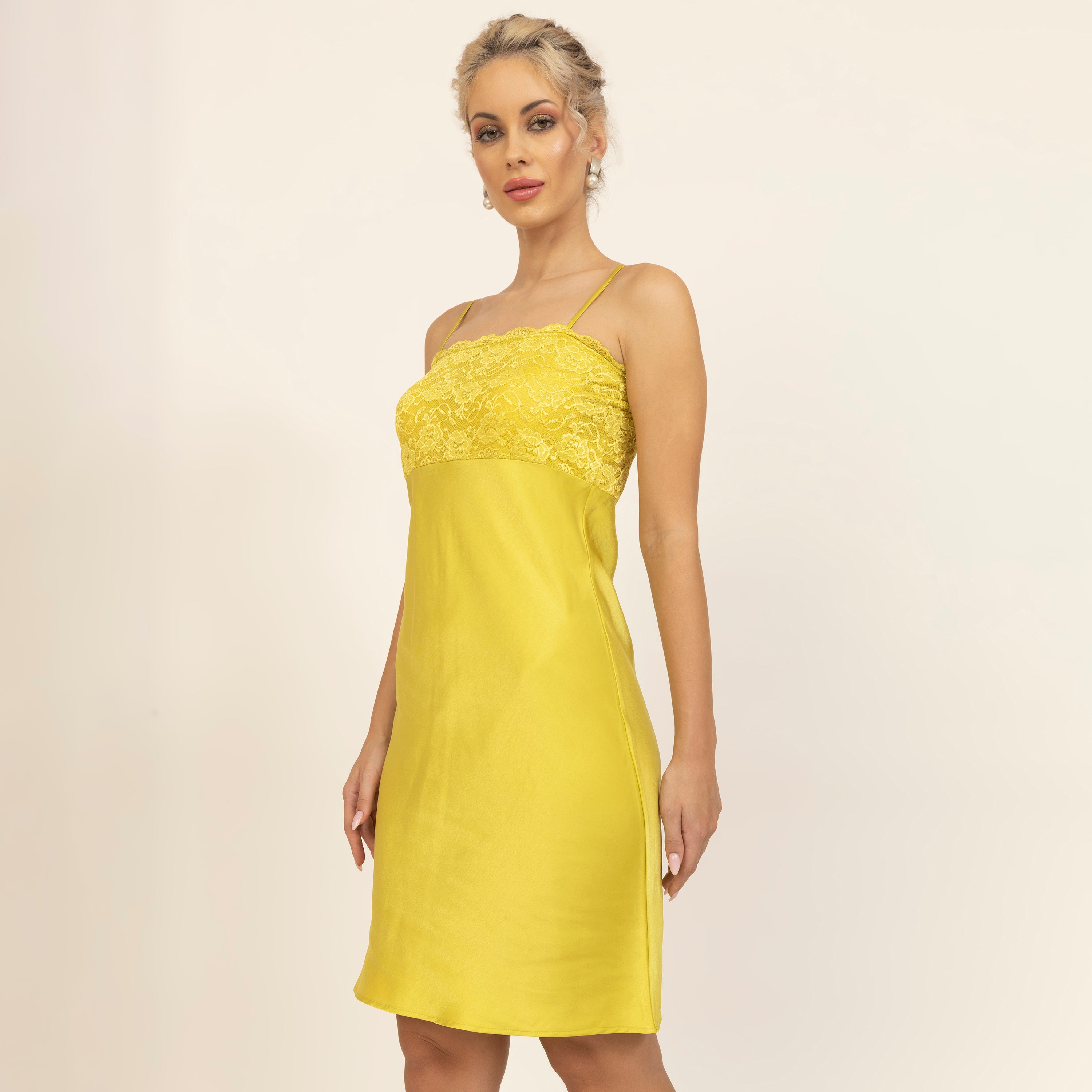 Olive Satin Spaghetti Dress With Lycra Lace, dresses for women, women dress, design, color, dress