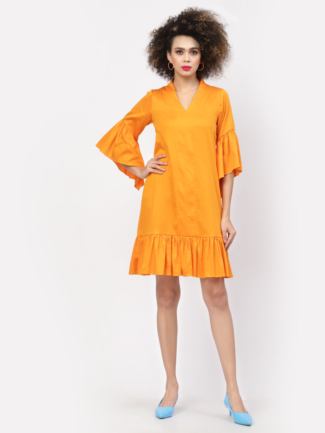 Buy Orange Cotton Dresses for Women-6
