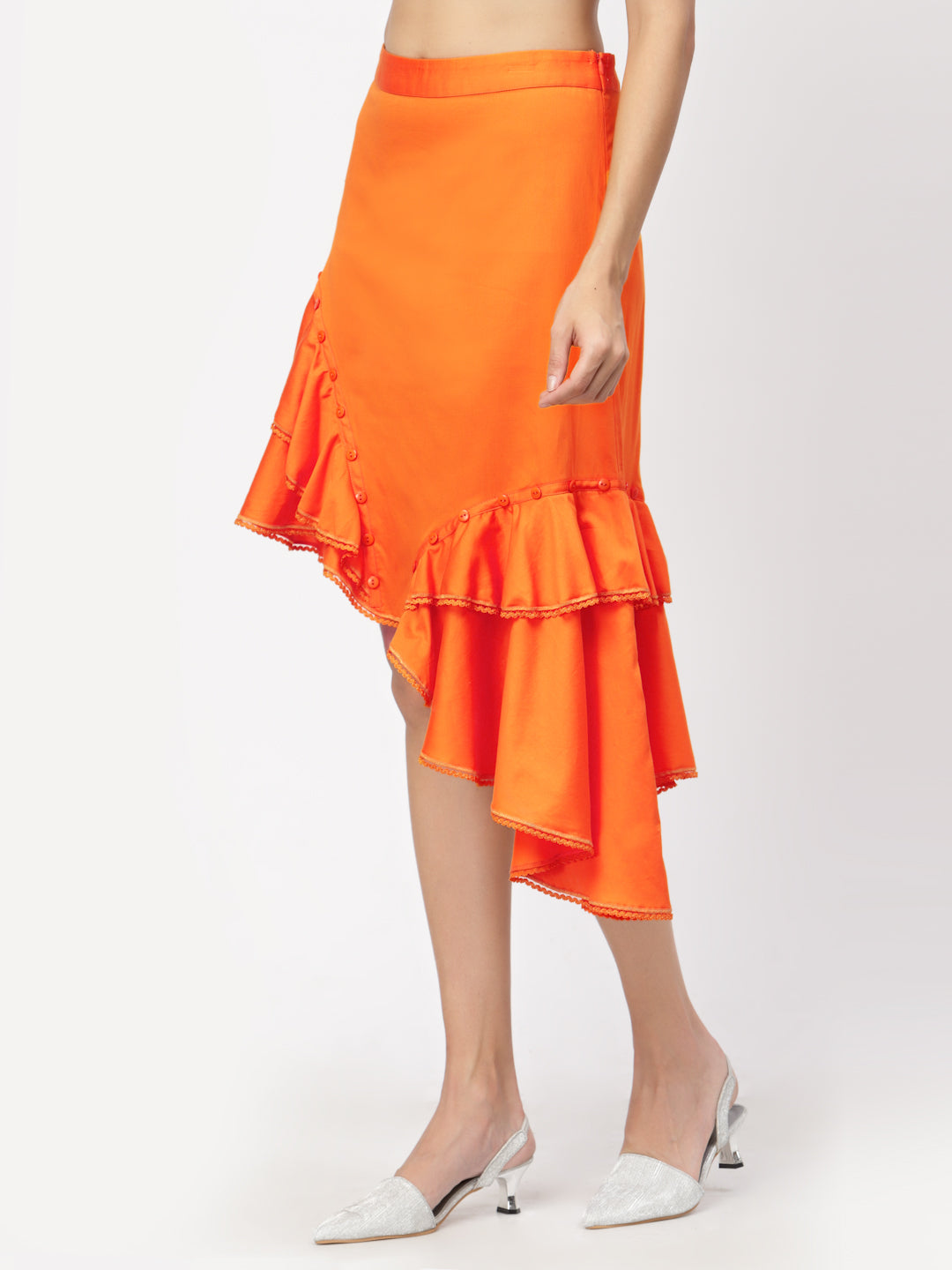 Buy Orange Ruffle Skirt for Women-1