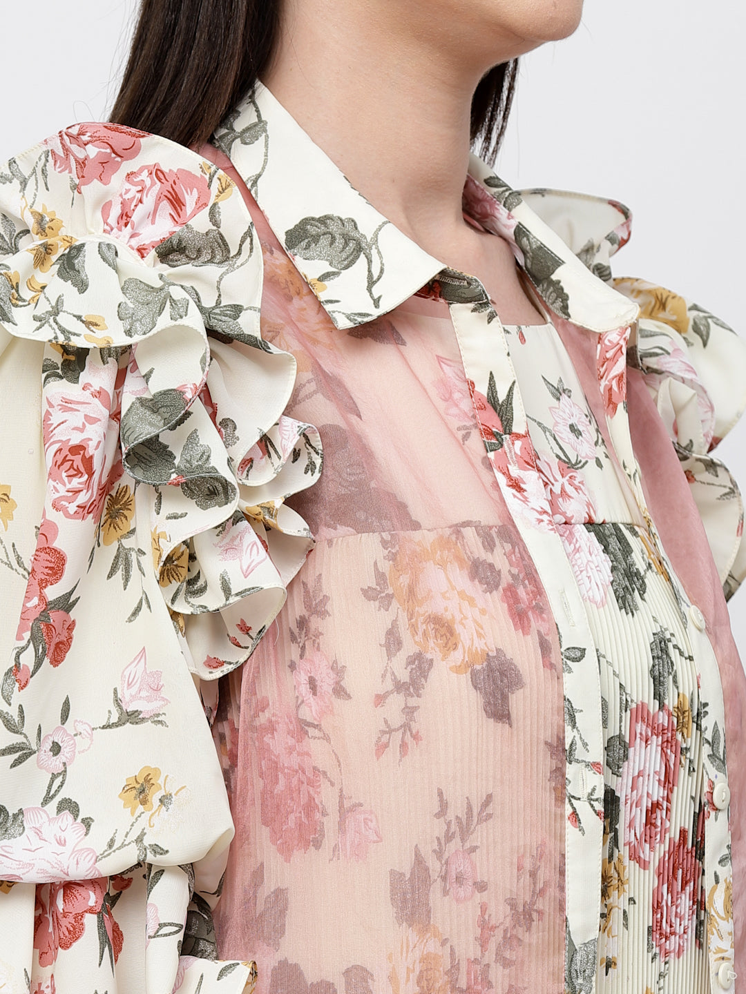 Organza Jacket With Floral Puff Sleeves, Organza jackets, Stylish Jackets, Summer Women’s Jackets, Long Women Jackets , Short jackets for women