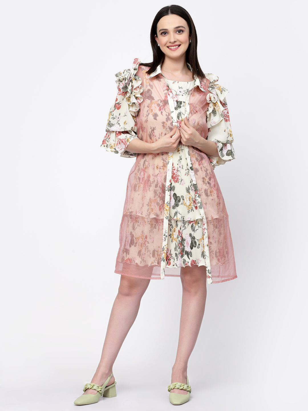 Organza Jacket With Floral Puff Sleeves, Organza jackets, Stylish Jackets, Summer Women’s Jackets, Long Women Jackets , Short jackets for women