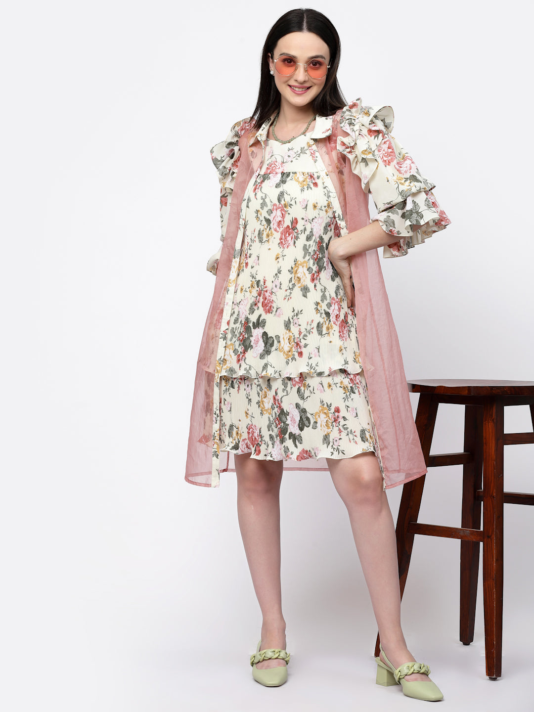Organza Jacket With Floral Puff Sleeves, Organza jackets, Stylish Jackets, Summer Women’s Jackets, Long Women Jackets , Short jackets for women