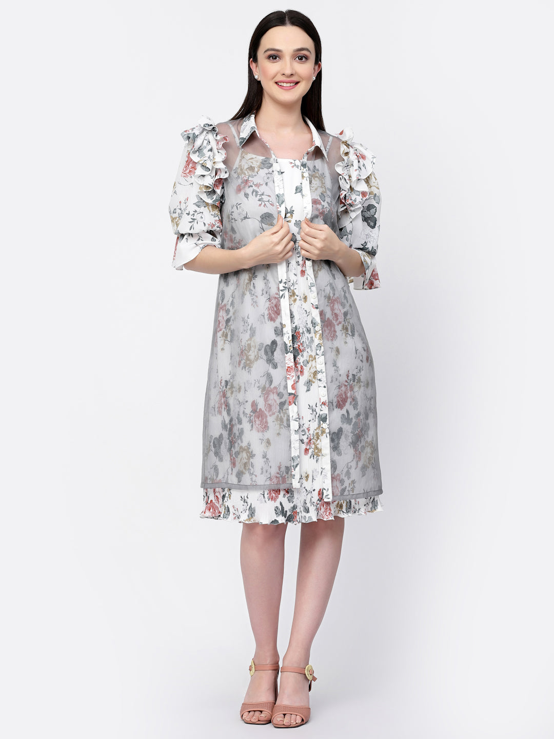 Organza Jacket With Floral Puff Sleeves, Organza jackets, Stylish Jackets, Summer Women’s Jackets, Long Women Jackets , Short jackets for women