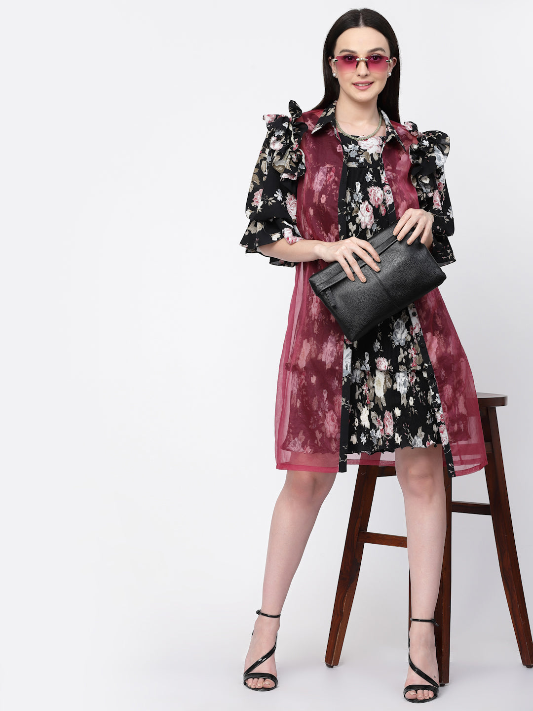Organza Jacket With Floral Puff Sleeves, Organza jackets, Stylish Jackets, Summer Women’s Jackets, Long Women Jackets , Short jackets for women