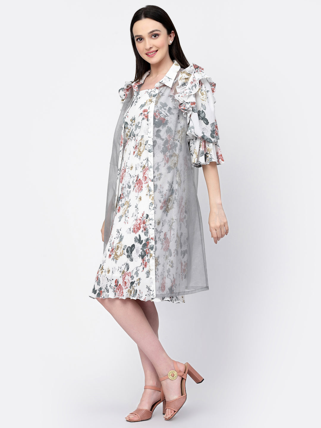 Organza Jacket With Floral Puff Sleeves, Organza jackets, Stylish Jackets, Summer Women’s Jackets, Long Women Jackets , Short jackets for women