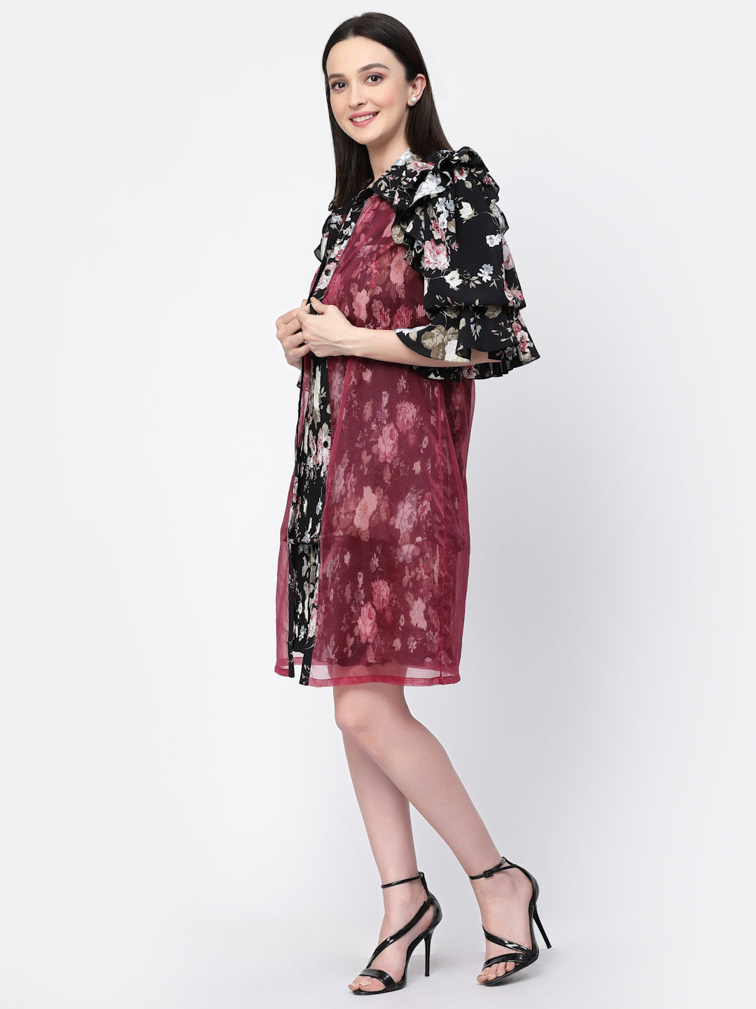 Organza Jacket With Floral Puff Sleeves, Organza jackets, Stylish Jackets, Summer Women’s Jackets, Long Women Jackets , Short jackets for women