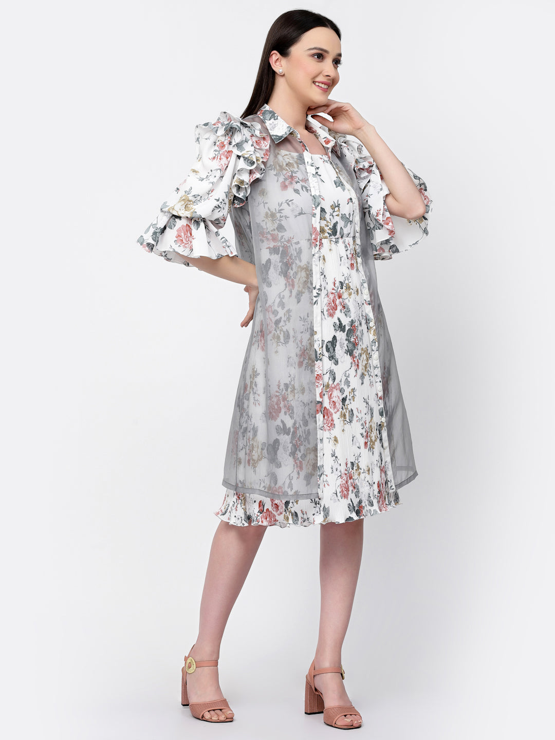 Organza Jacket With Floral Puff Sleeves, Organza jackets, Stylish Jackets, Summer Women’s Jackets, Long Women Jackets , Short jackets for women