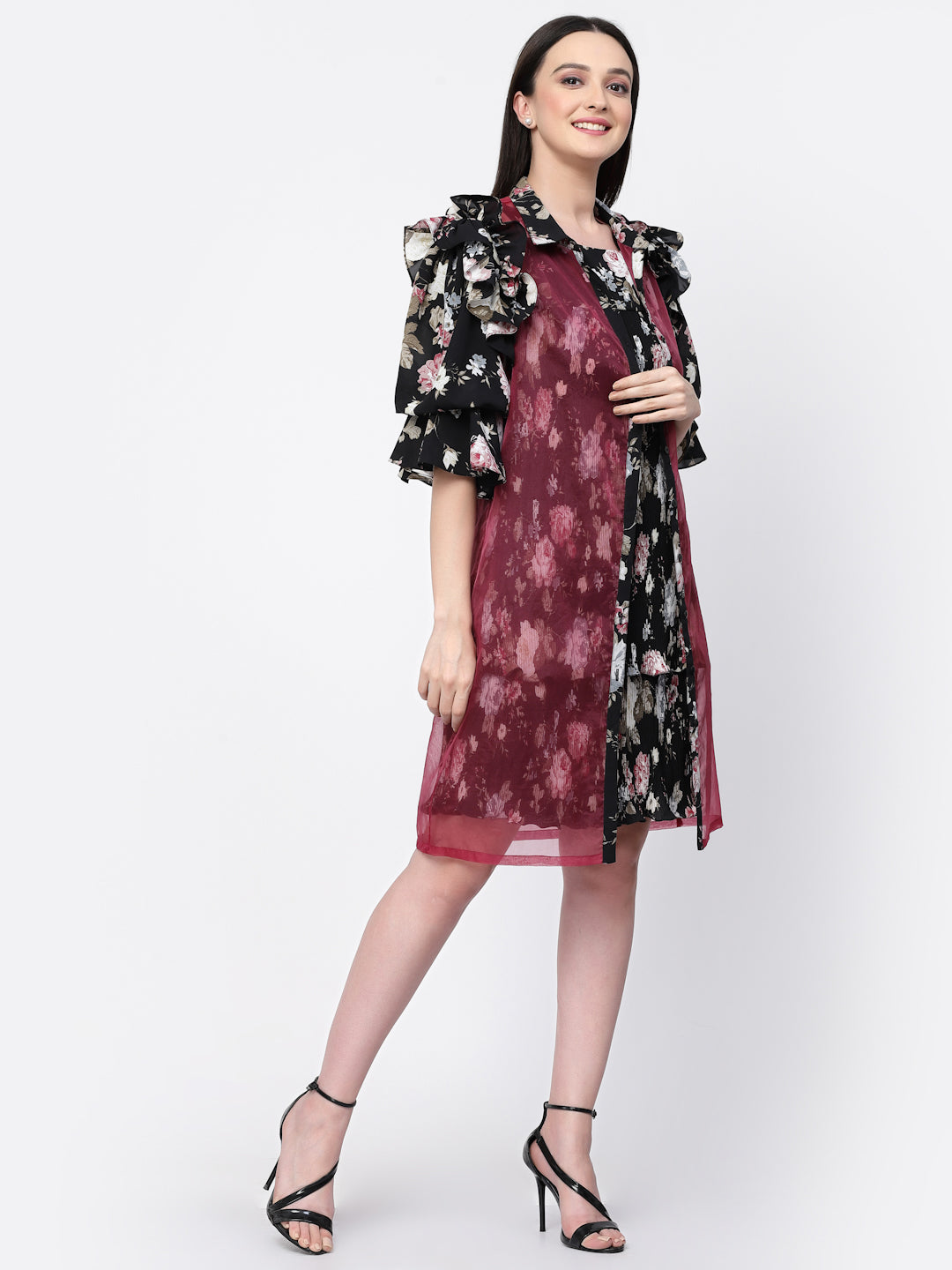 Organza Jacket With Floral Puff Sleeves, Organza jackets, Stylish Jackets, Summer Women’s Jackets, Long Women Jackets , Short jackets for women