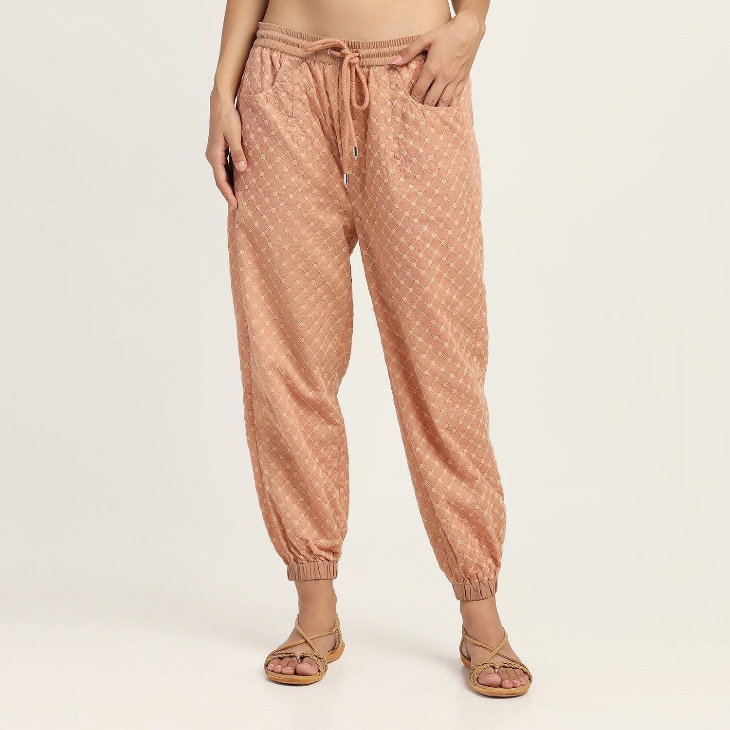 Buy Peach Schiffle Pant for Ladies