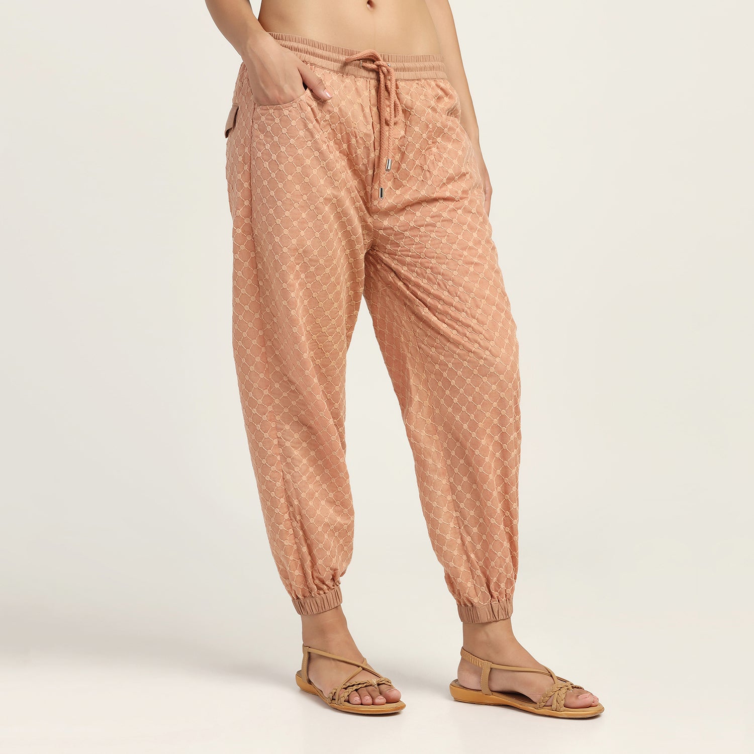 Buy Peach Schiffle Pant for Ladies-2