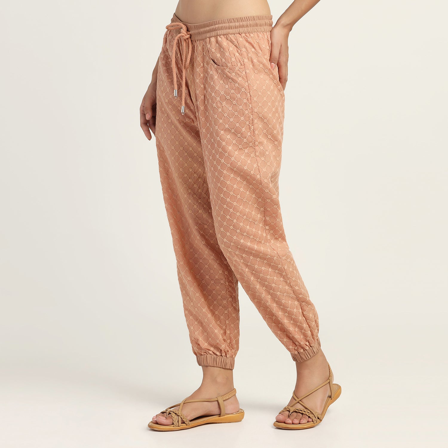 Buy Peach Schiffle Pant for Ladies-1