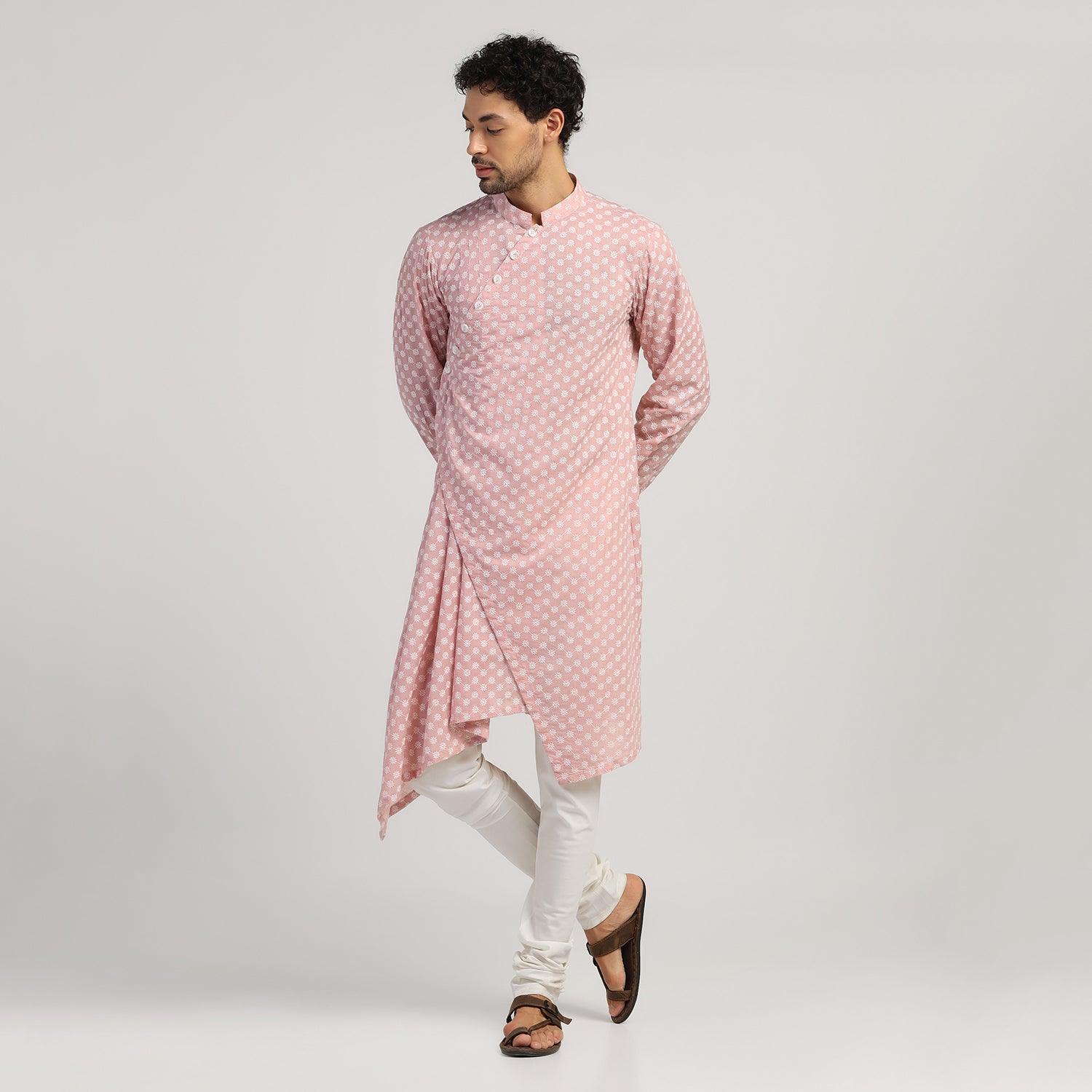 Pink Angrakha Kurta, kurta for men, designer kurta for men, men kurta, designs, pink kurta